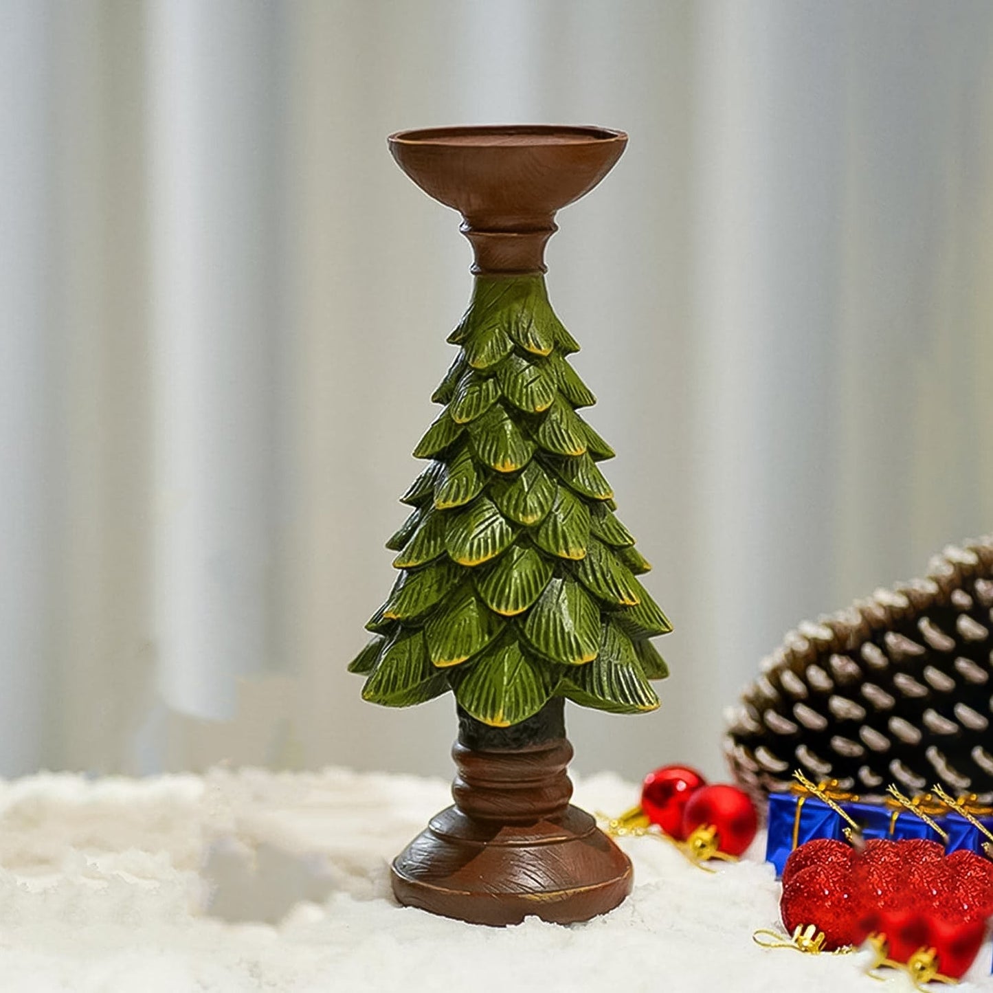 Christmas home decor, Xmas candle stand India, tree shaped candleholder, Christmas table centerpiece India, festive candle decor,