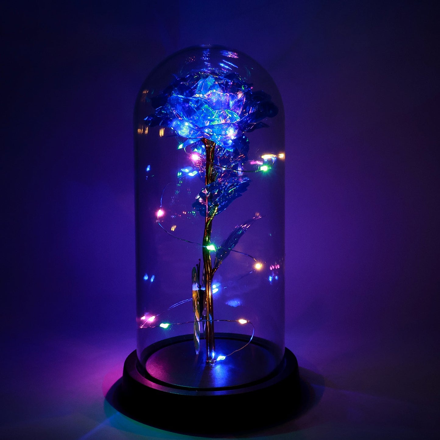 light up rose in plastic dome for anniversary, elegant rose night light for romantic ambiance, led rose dome light for bedroom table décor