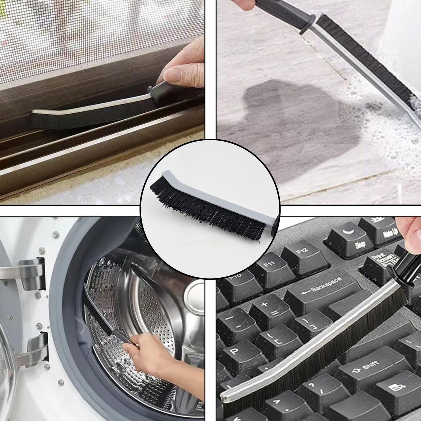 multifunctional gap cleaning brush for sliders and corners, 23 cm crevice brush for window and door tracks, deep cleaning brush for narrow spaces and edges, plastic brush for cleaning sliding window gaps, tile and floor corner cleaning tool, gap brush for hard-to-reach household areas