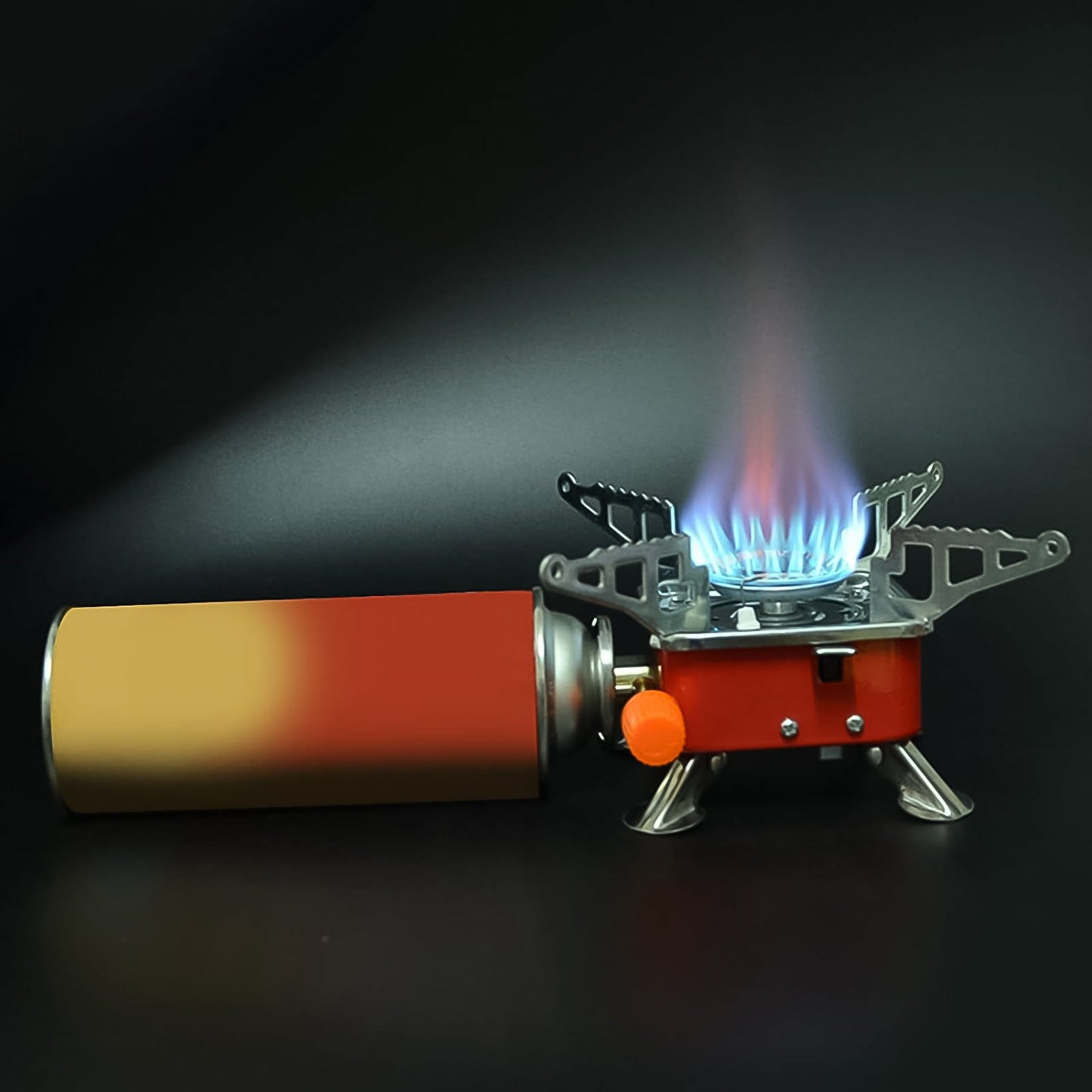 outdoor gas stove, folding burner stove, stainless steel mini stove, camping cookware burner, piezo ignited camping stove, backpacking gas burner, compact outdoor kitchen stove