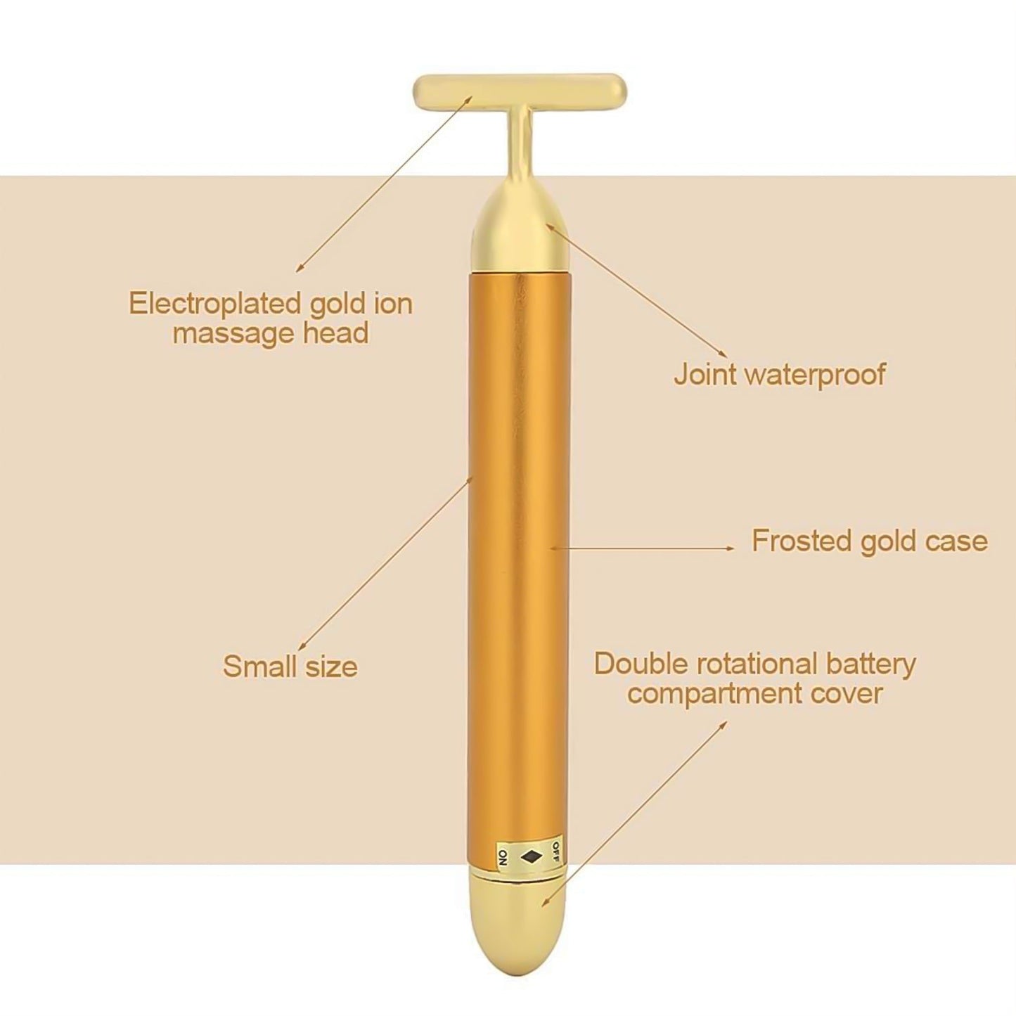 micro vibration beauty tool, anti wrinkle face massager, lightweight gold face roller