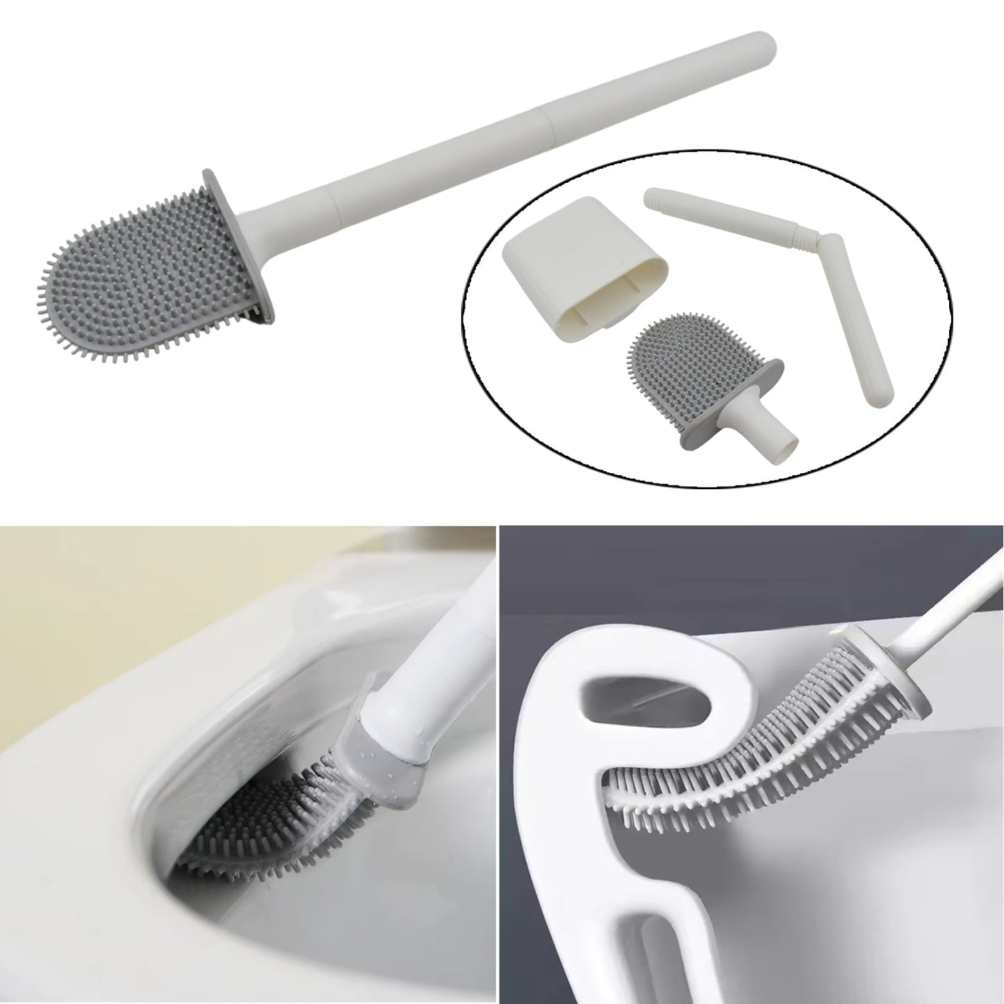 silicone toilet brush with quick-dry base and anti-slip handle, durable toilet brush with ergonomic grip and wall mount, compact toilet brush for Indian style and western style toilets, silicone toilet brush for hygienic cleaning with minimal splash, no-rust toilet brush with anti-drip design and holder, non-slip silicone toilet brush for efficient bathroom cleaning