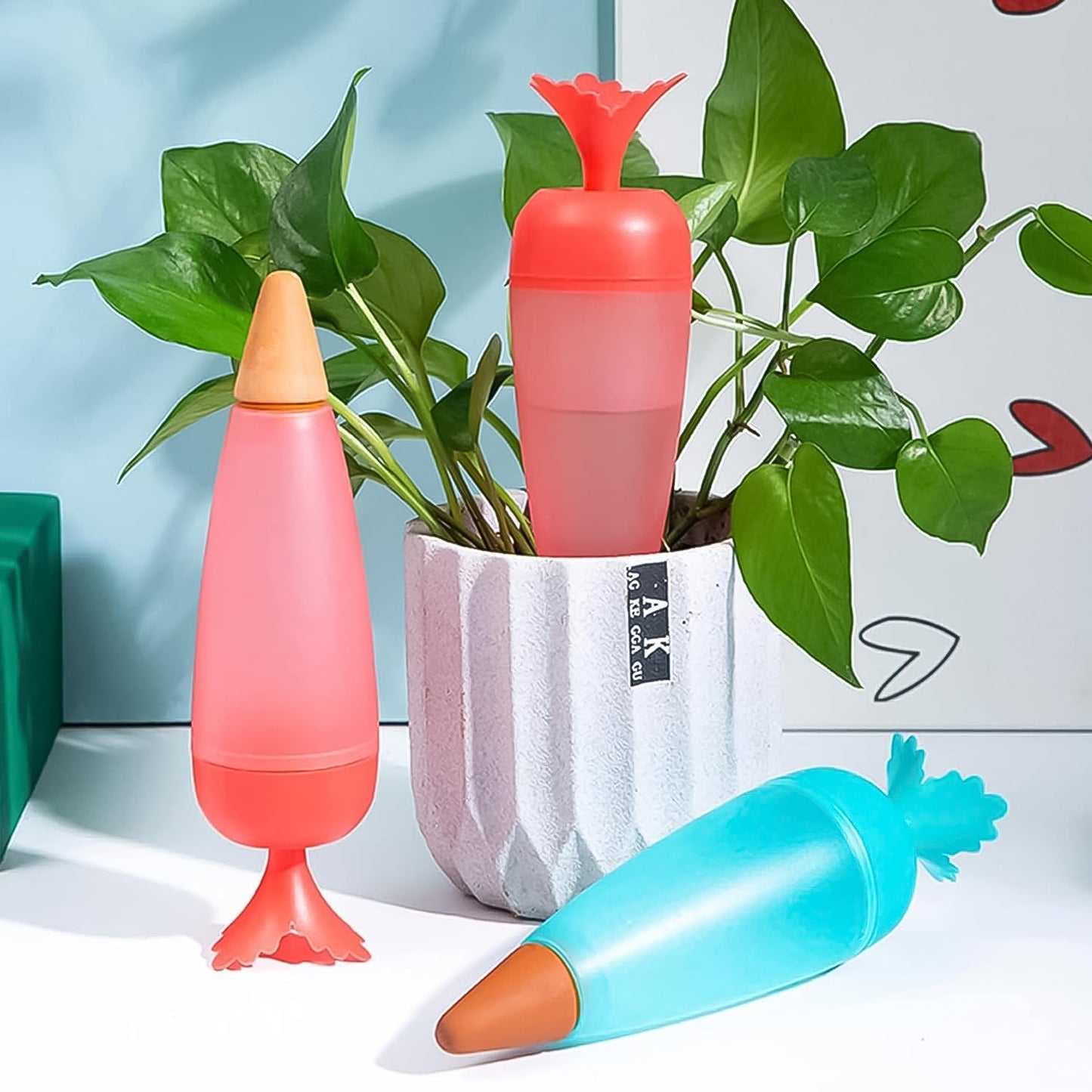plant water feeder spike for vacation and travel, DIY watering globe system for small gardens,