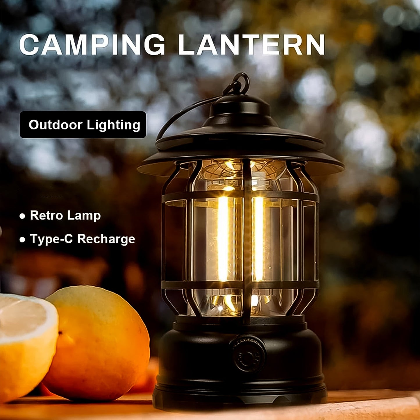 stylish camping lamp with Type-C fast charging, compact LED lantern for power cuts and outdoor use, best LED camping lantern with dimmable brightness, rechargeable battery lamp for outdoor adventures