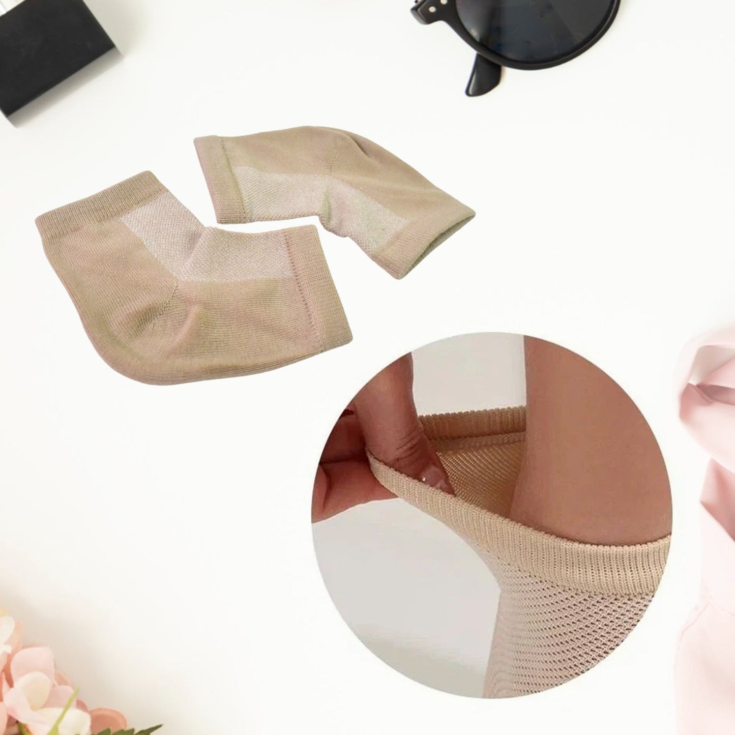 silicone moisturizing socks for smooth feet, effective foot care socks for cracked heels, breathable and soft heel repair socks for women, anti-crack socks with gel lining for overnight use,