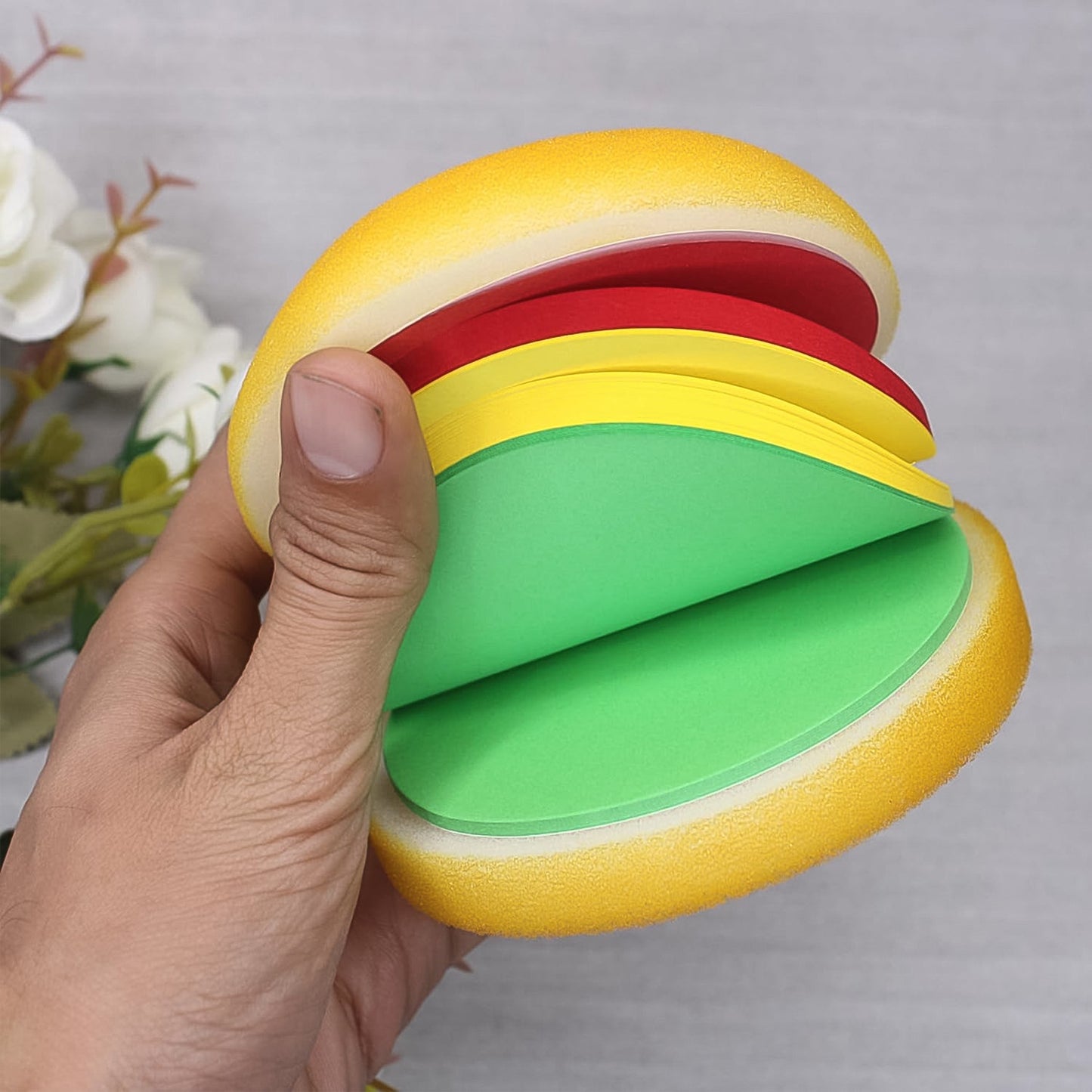burger shaped multicolor sticky notes for kids and office use, cute memo pad for reminders and notes in school,