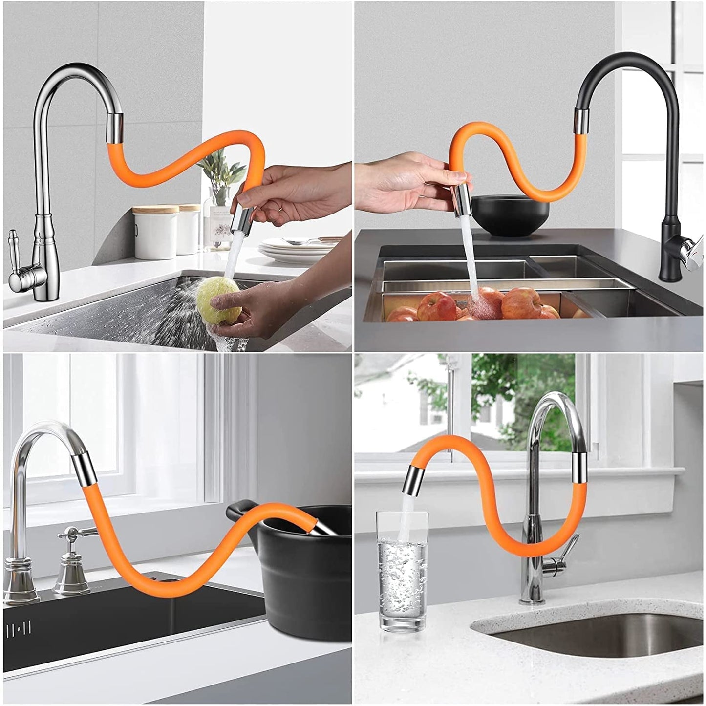 360° Flexible Water Tap Extender – Universal Silicone Faucet Extension Tube with Connector for Kitchen & Bathroom (46cm)
