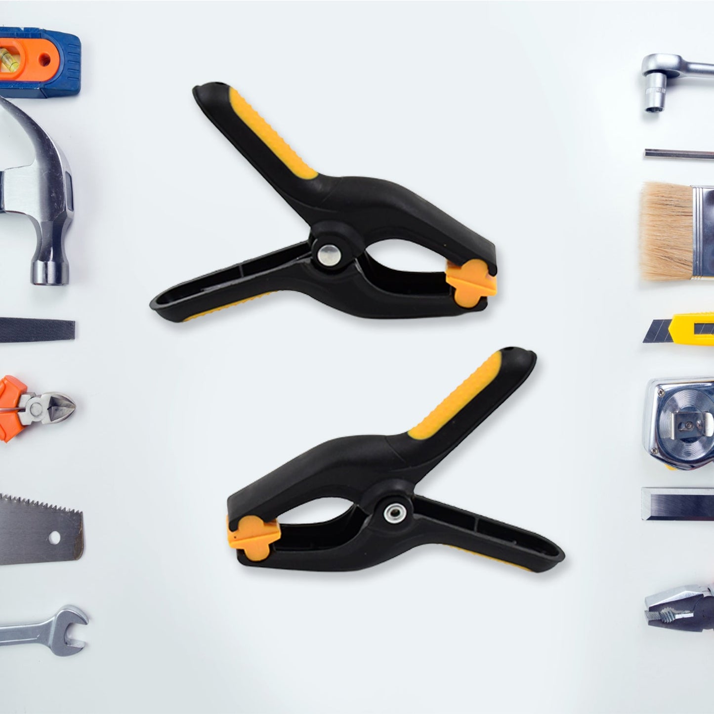 heavy duty 3 inch spring clamp set for woodworking and crafts, 2 pc metal clip clamps for DIY and garage use,