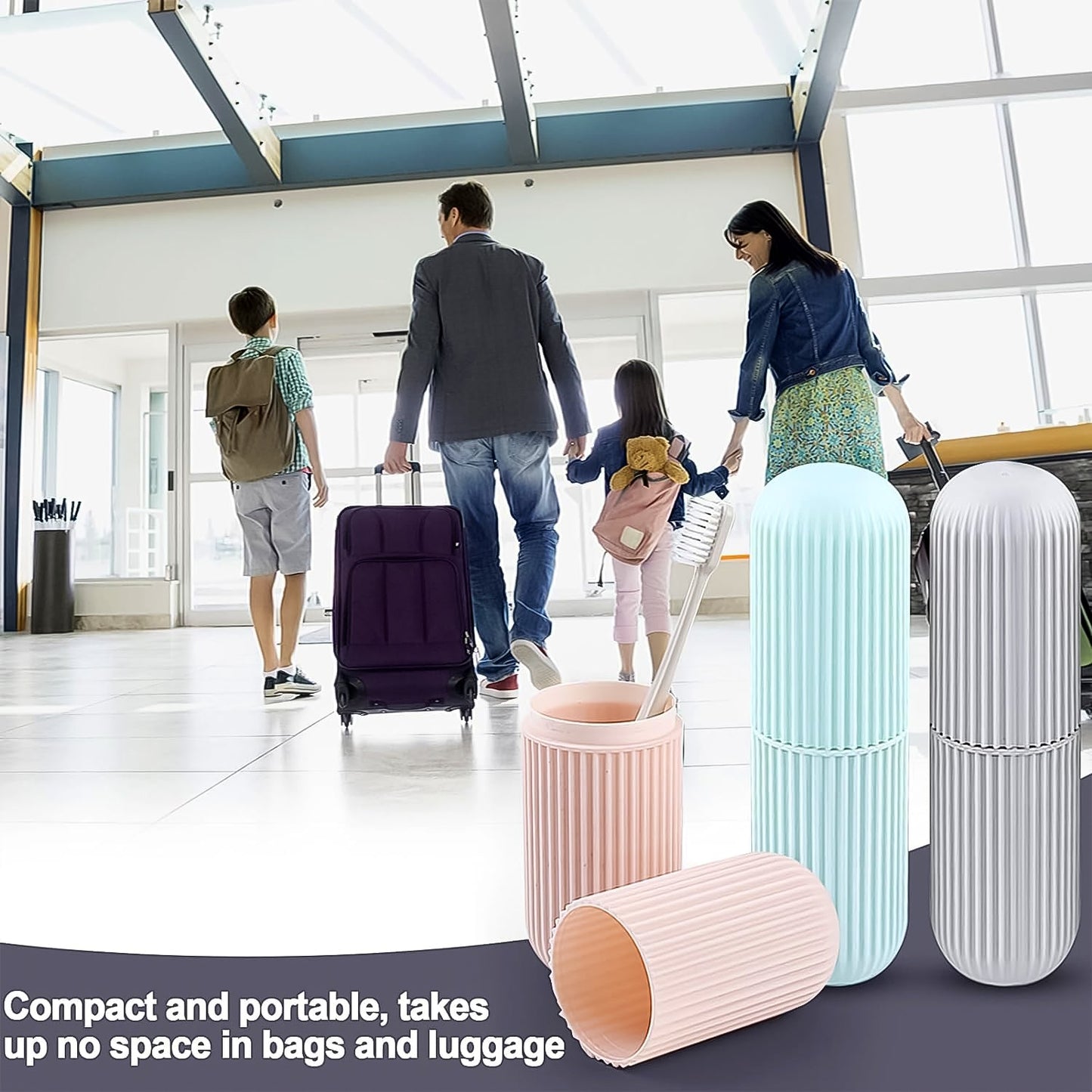 toothbrush travel case, toothpaste storage box, capsule design dental kit, toothbrush holder for suitcase, compact oral care organizer,