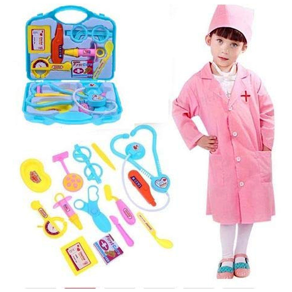 Multicoloured toy doctor kit for children, doctor toy set, kids medical play kit, pretend doctor tools, doctor briefcase toy, kids role play toy set, doctor set for girls and boys, toy stethoscope set