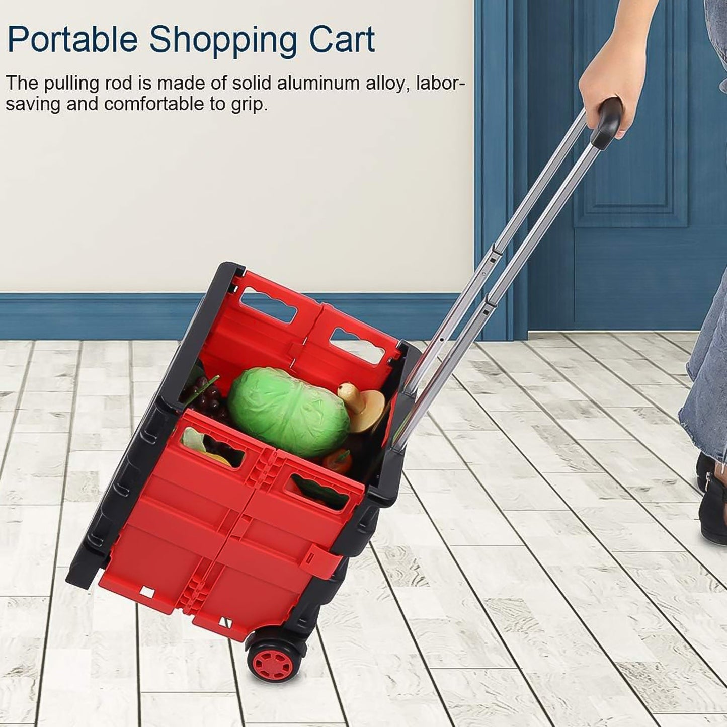 grocery shopping cart portable, travel grocery trolley, collapsible shopping basket trolley, foldable cart with handle wheels