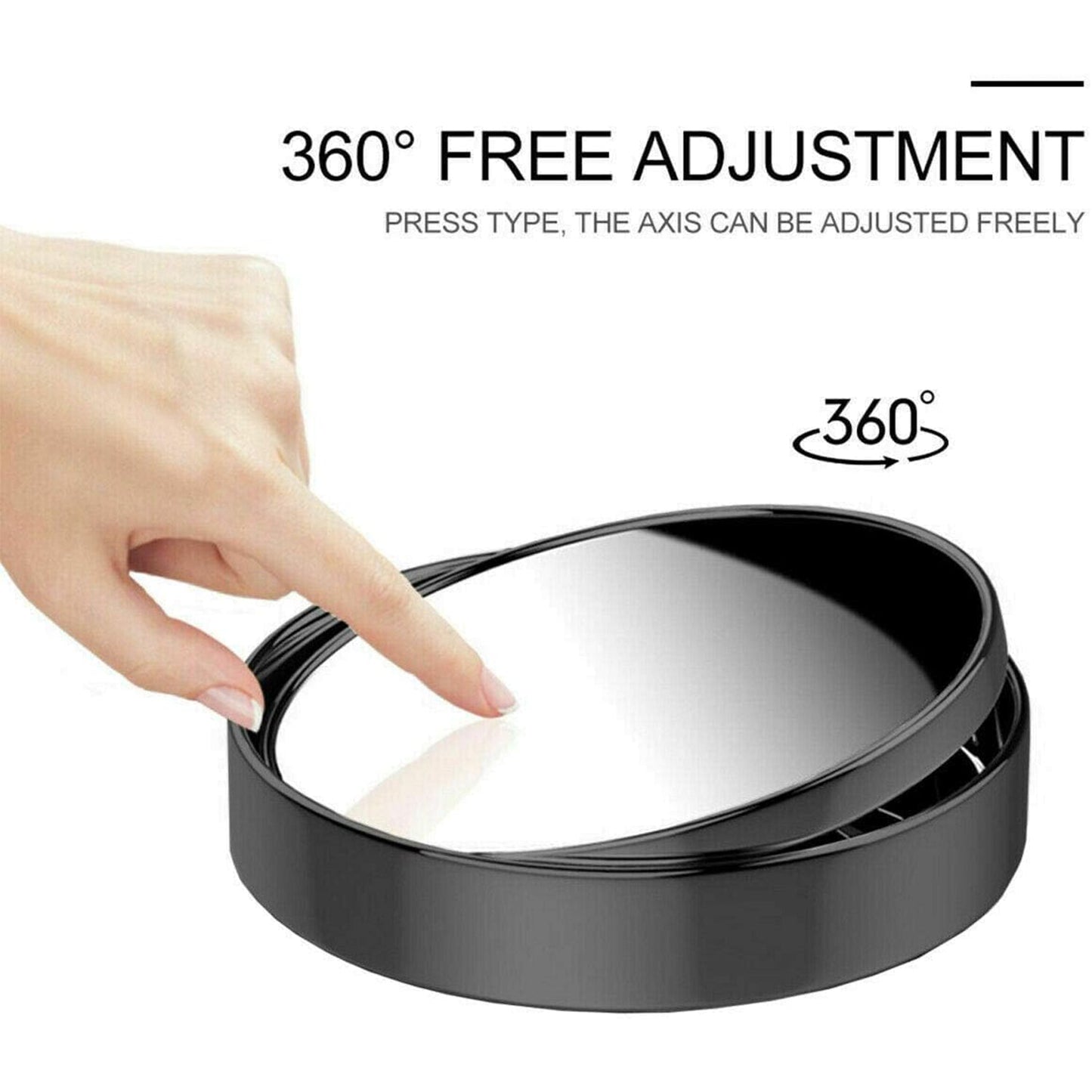 adjustable stick-on mirrors for car side view enhancement, blind spot mirror with 360 degree rotation for all car models, wide angle convex mirrors for car safety and visibility, round HD mirrors for improving side view in traffic,