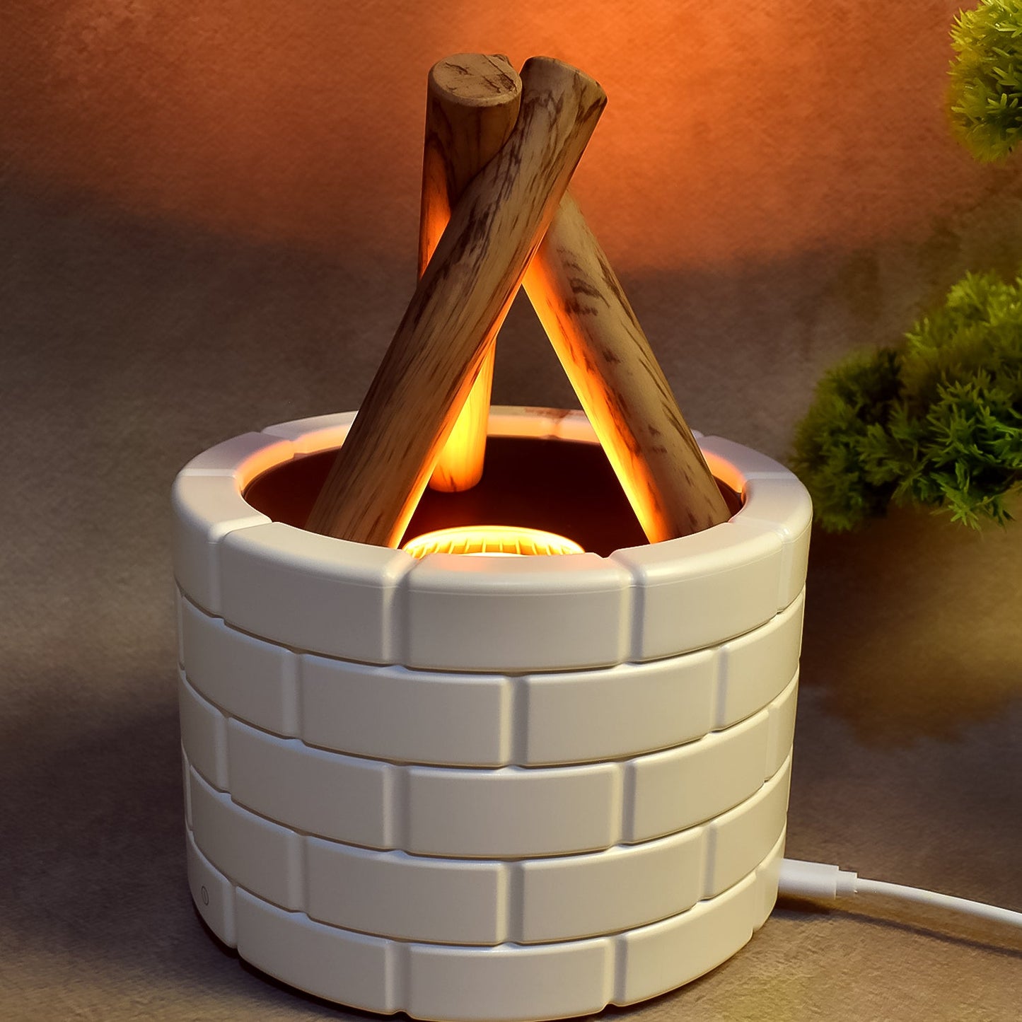 fireplace diffuser, LED flame humidifier, flame night lamp diffuser