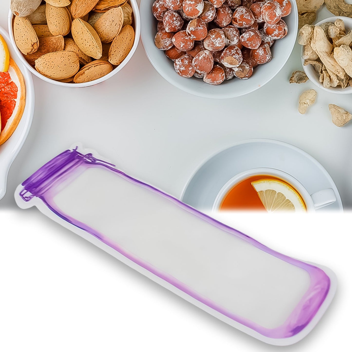 reusable 500 ml bottle shape ziplock food storage bags set, stand‑up bottle‑shaped snack bag pouch India, BPA‑free reusable zip‑lock bottle pouch for snacks, eco-friendly bottle shaped food storage bag set, transparent 500 ml reusable ziplock bottle bag