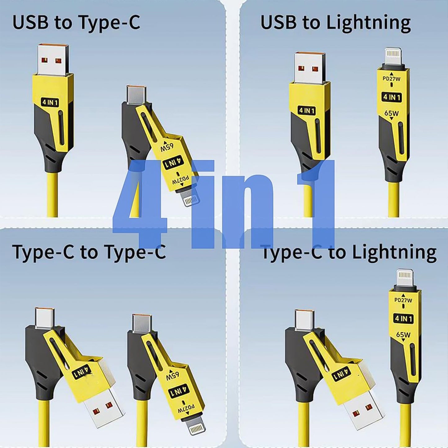 USB cable for Android and iPhone, tangle free fast charger cable, multiport fast charging cable India,