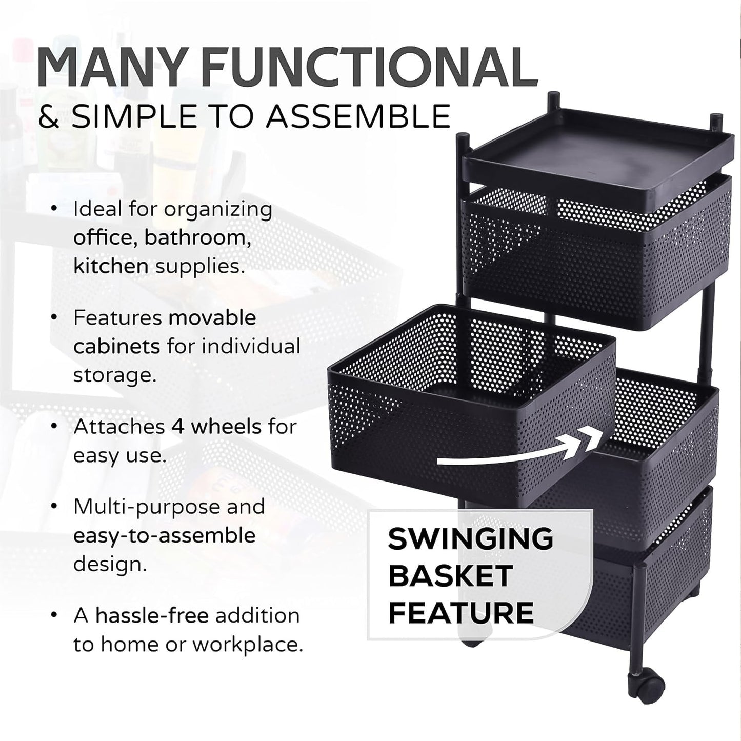 kitchen rack with wheels for vegetables, heavy duty kitchen trolley for home, rolling kitchen cart for daily use, metal kitchen trolley with shelves, square metal trolley for kitchen storage, portable kitchen rack for fruits and jars,