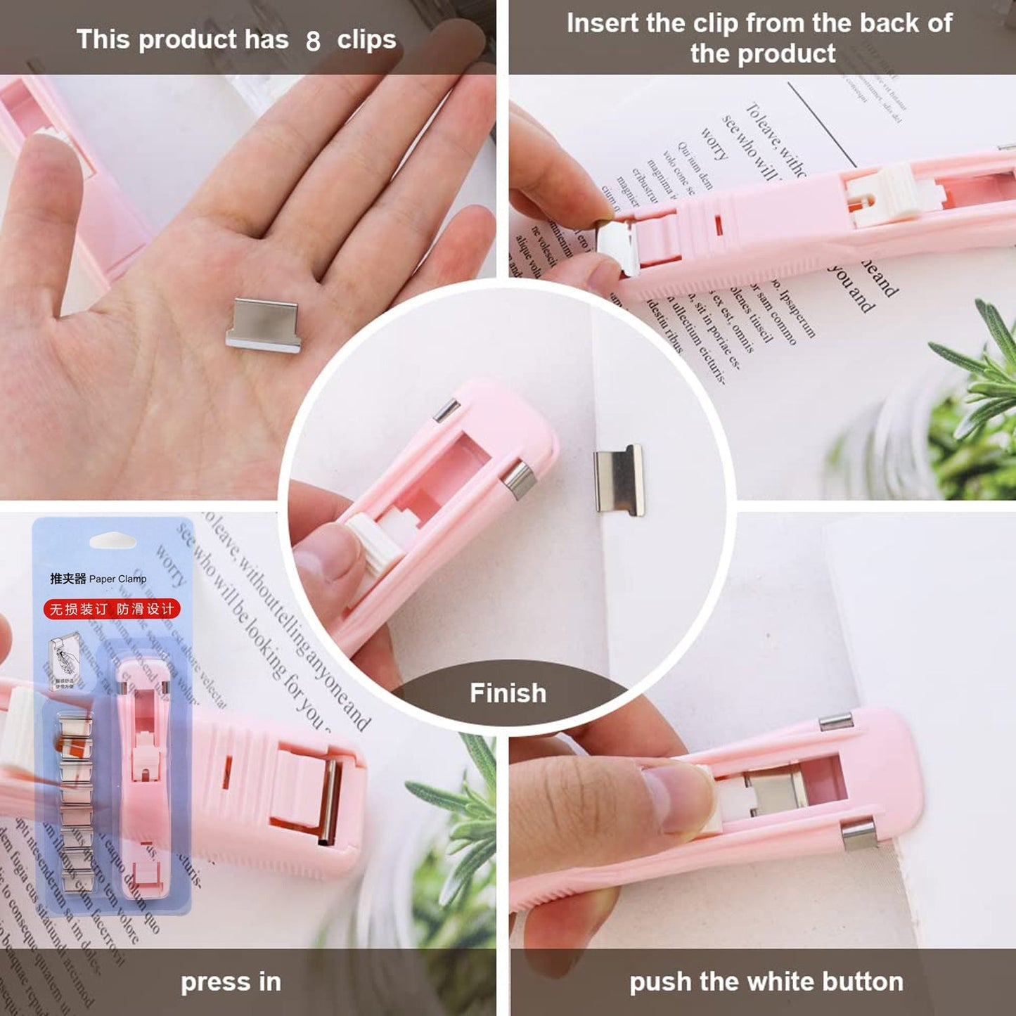 reusable paper clamp dispenser 8 clips, compact document binder clip tool