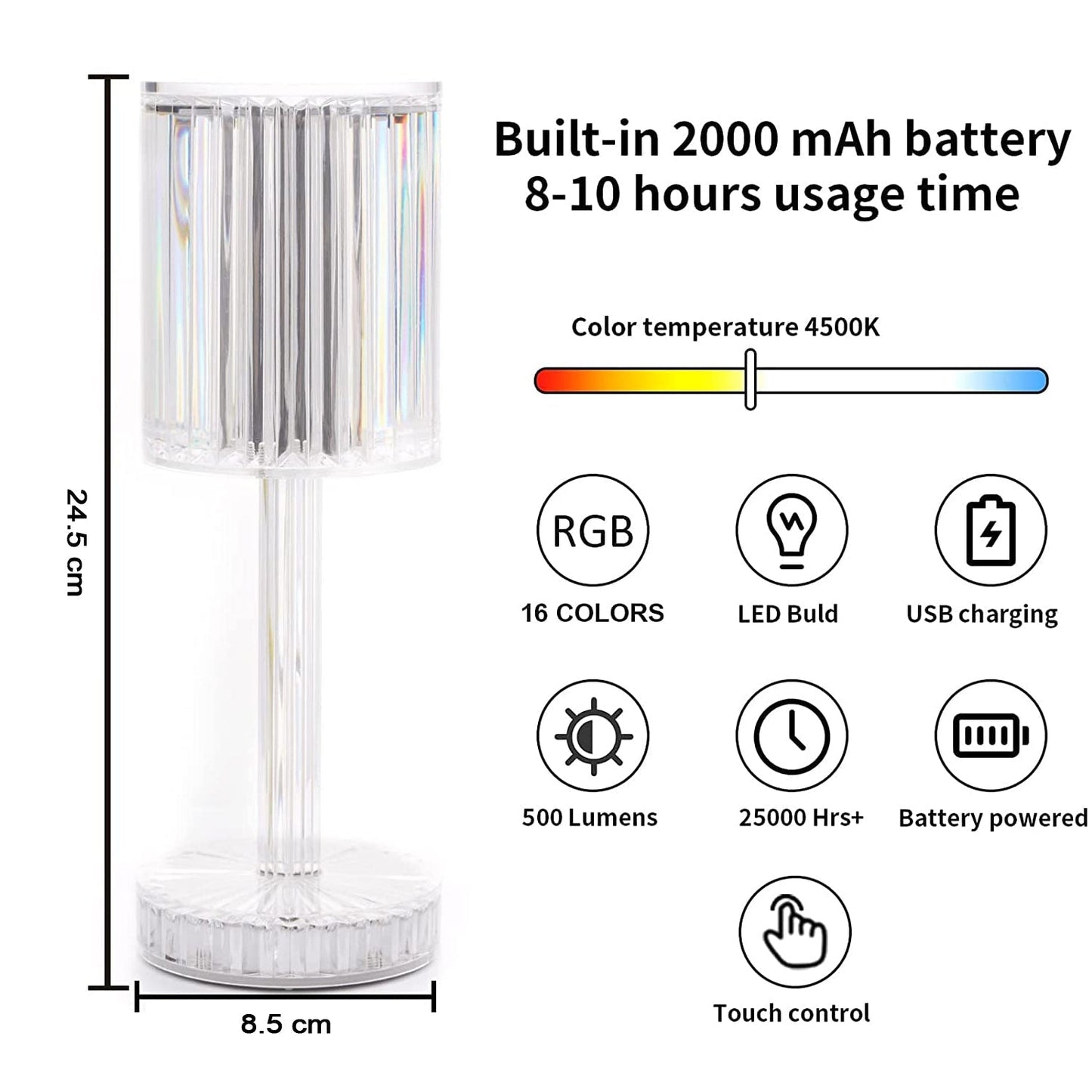 crystal table lamp, touch control lamp, usb table lamp, color changing lamp, nightstand lamp, bedroom lamp, modern desk lamp, led crystal lamp