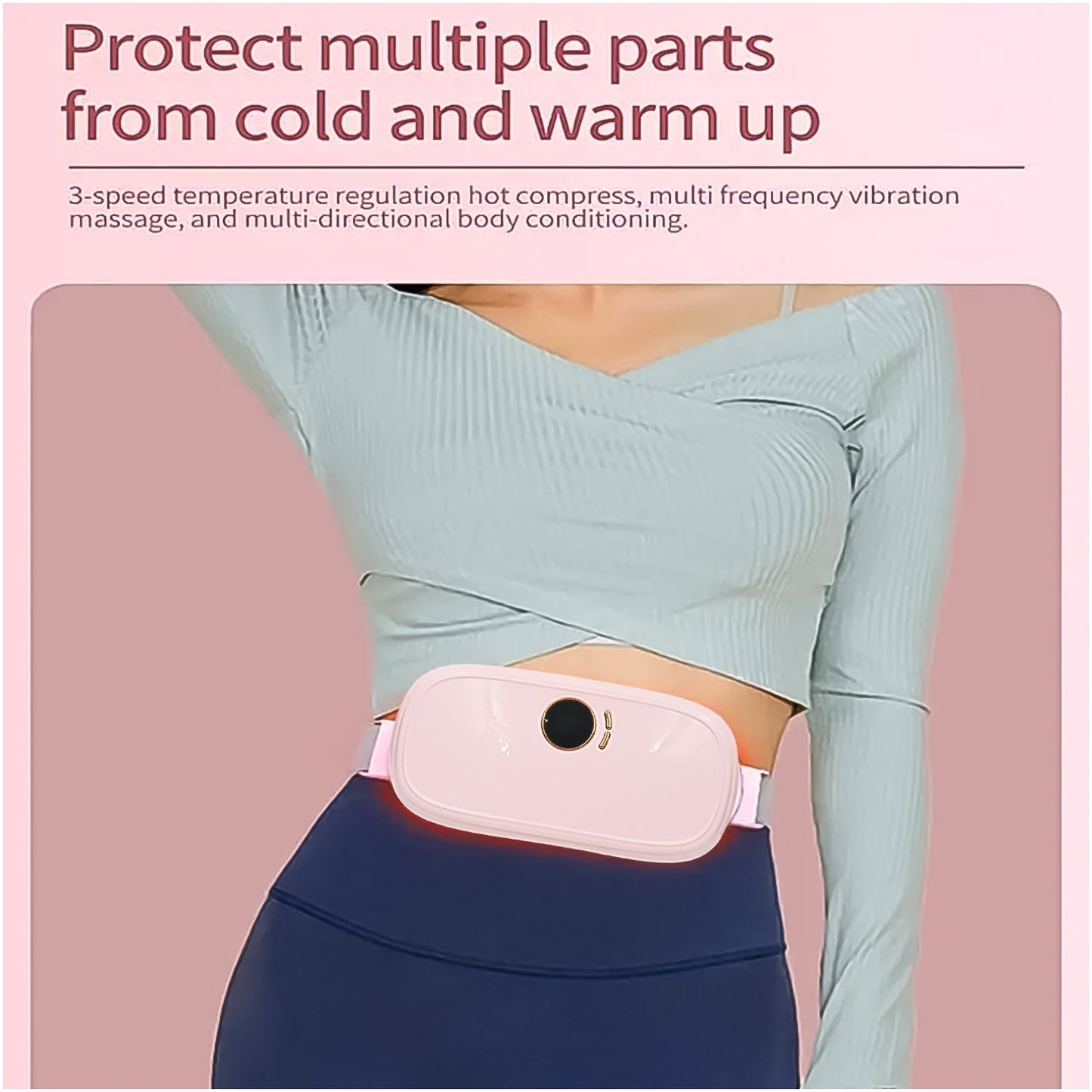 cordless adjustable menstrual heat and massage belt, fast heating period relief belt USB powered