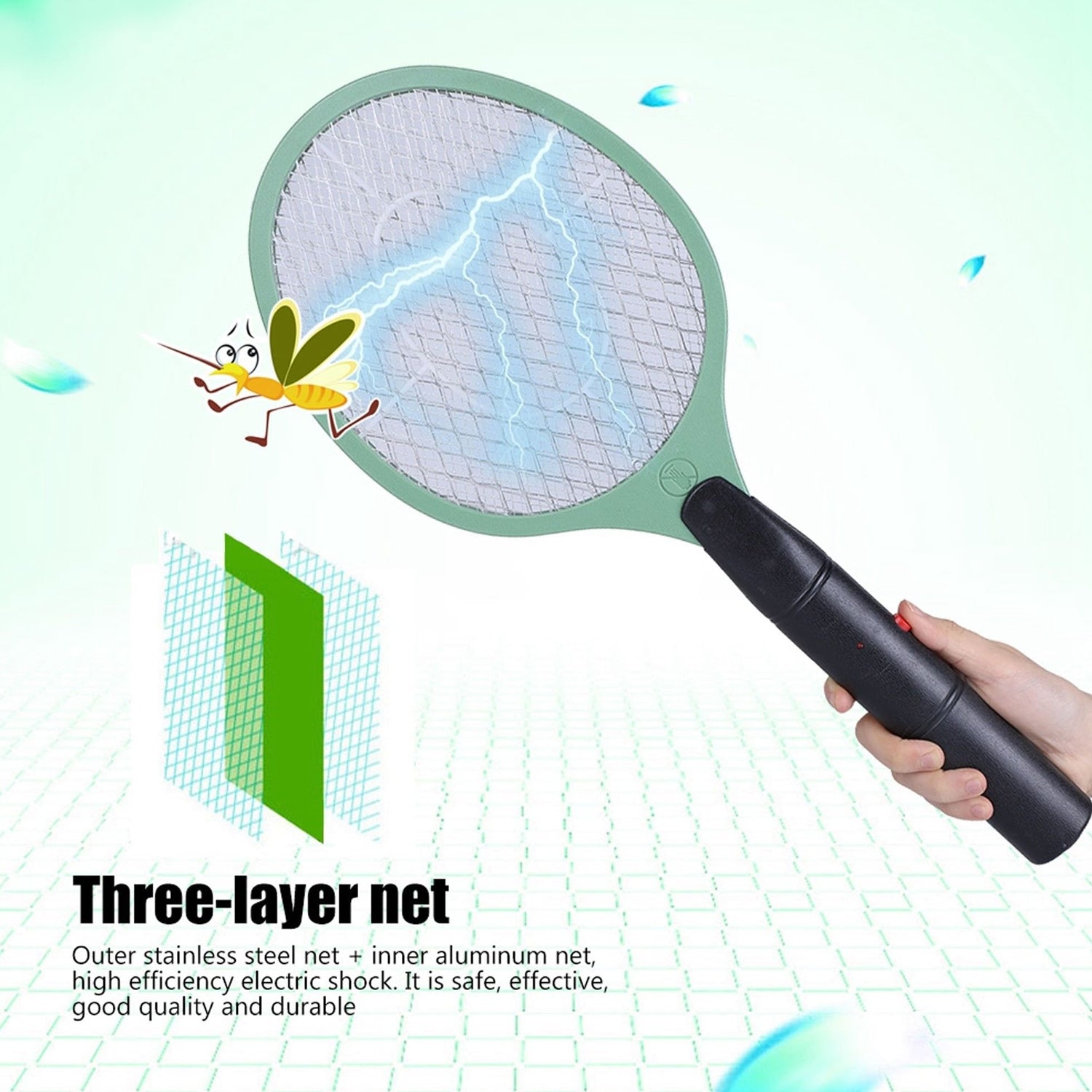 USB mosquito swatter, handheld insect killer racket, bug zapper racket