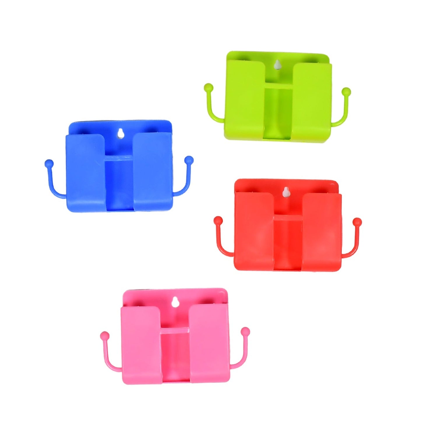 Wall mounted storage box with remote organizer case and side hanging hooks. wall mounted storage box, remote control holder, phone holder wall mount, storage organizer with hooks, abs plastic wall organizer, 4 pcs storage case, wall hanging box