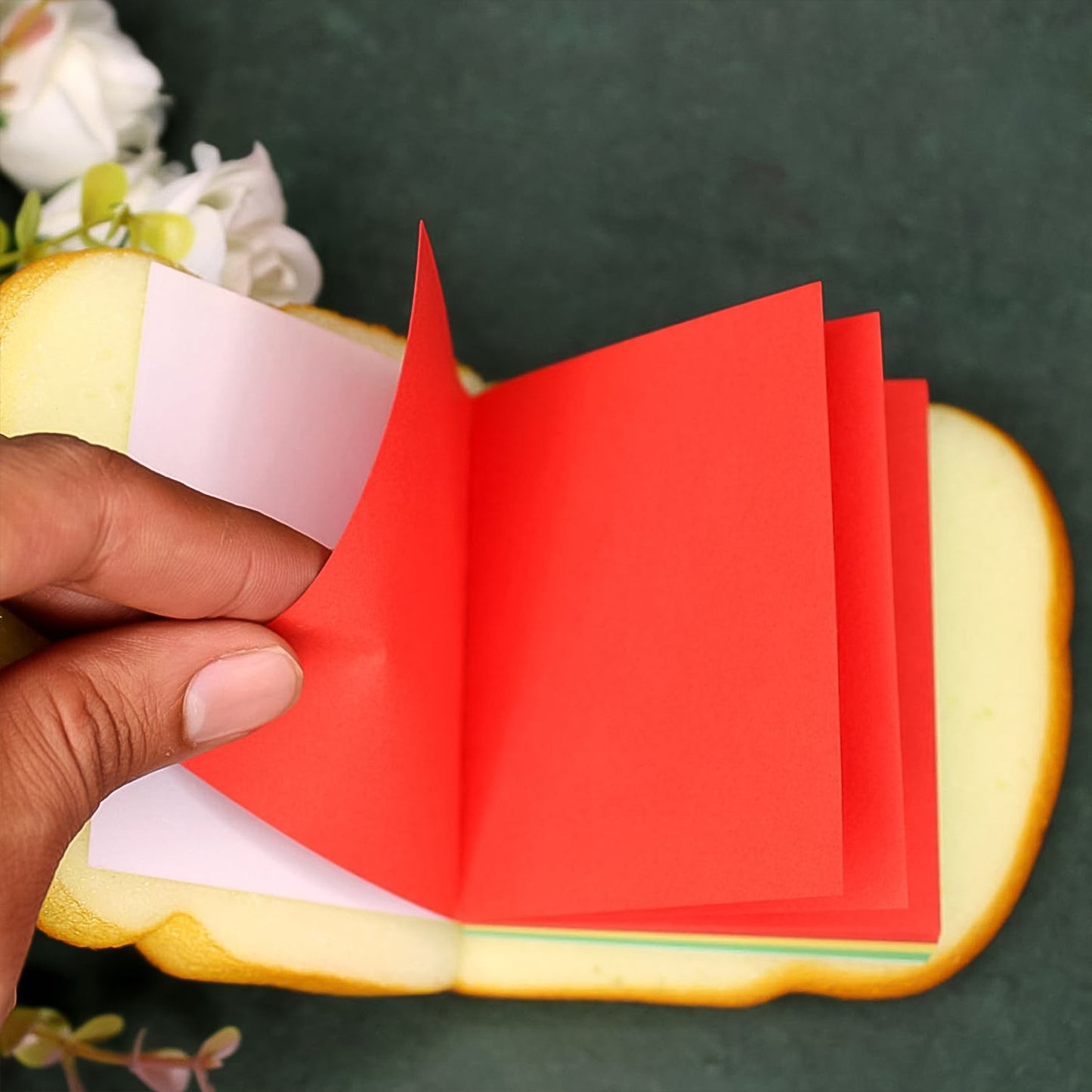 food shaped sticky notes for students, sandwich memo book for personal use, eye-catching sticky notes for office, sandwich sticky memo India, colorful memo pad for creative writing