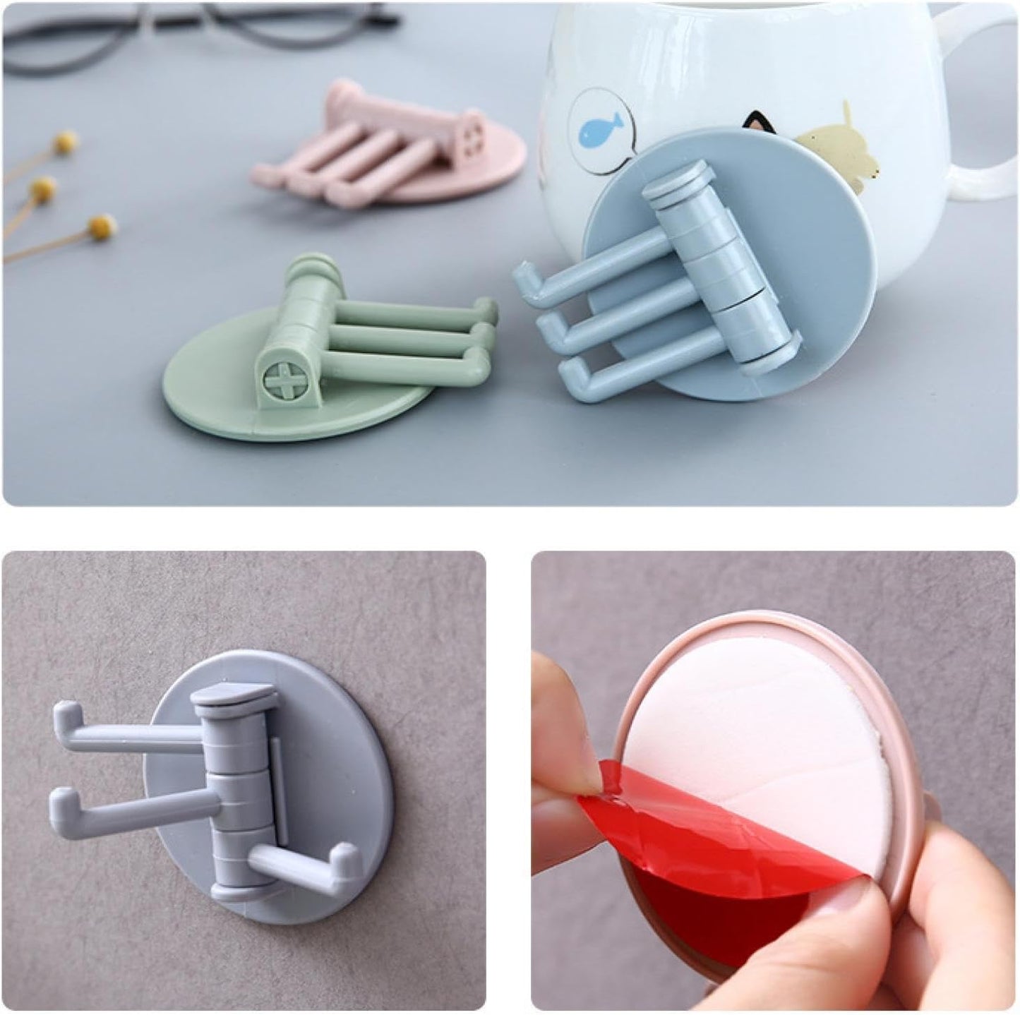Foldable sticky hook for versatile home organization, foldable sticky hook, 180 degree wall hook, punch-free hook, strong adhesive hook, rotatable bathroom hook, space-saving kitchen hook, ABS hook organizer