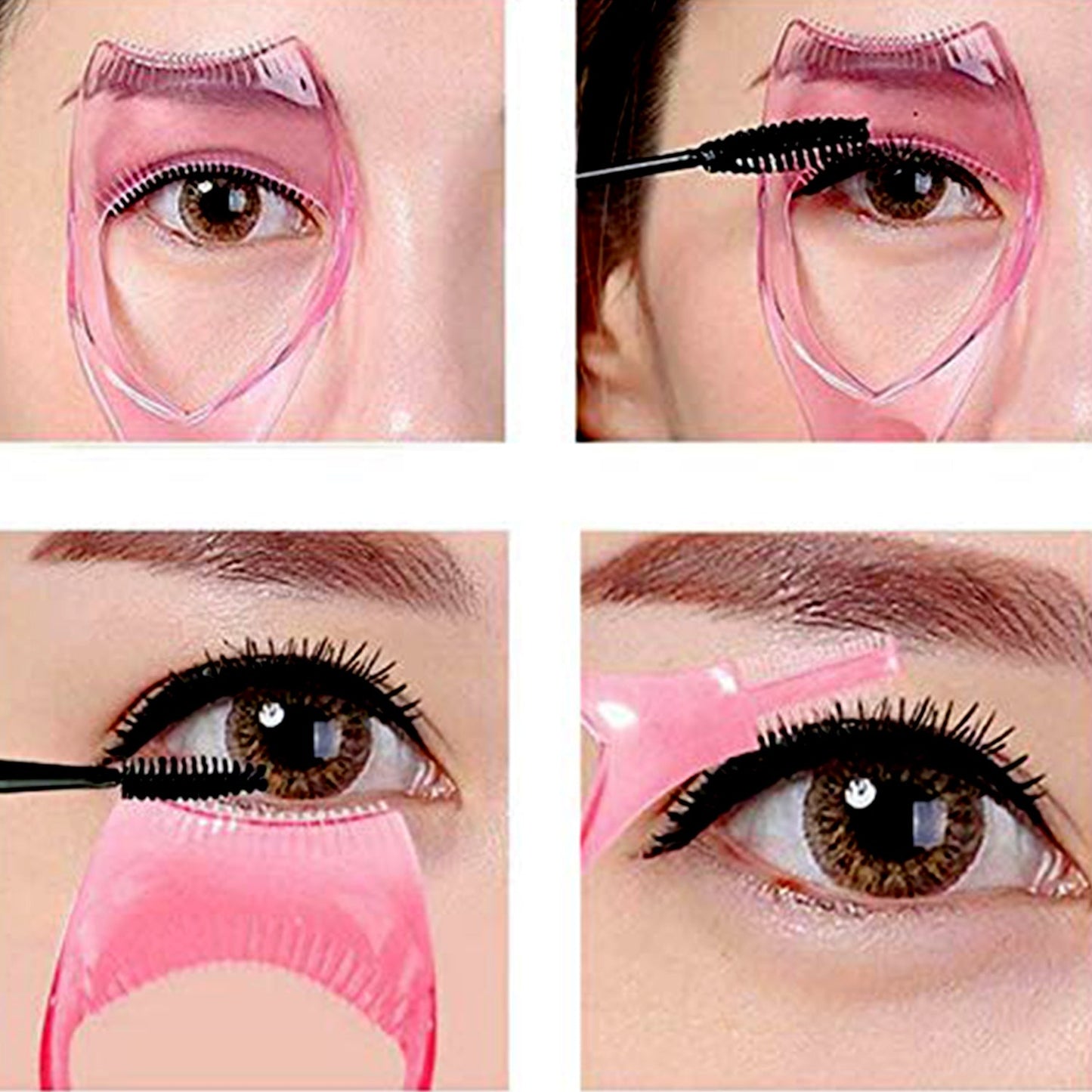 eyelash curler, mascara shield, lash brush tool, 3-in-1 eyelash tool, eye makeup accessories, mascara guard tool, lash separator brush, plastic eyelash curler