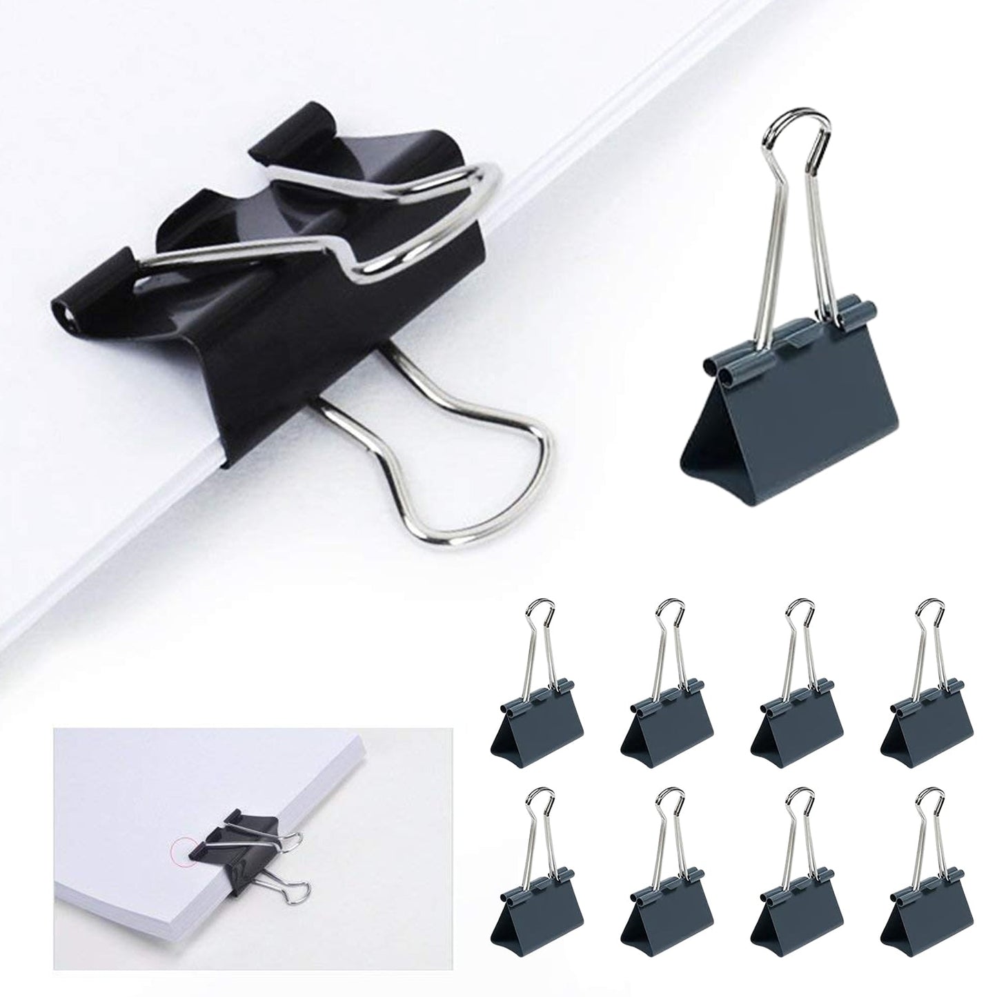 mix colour binder clips 32 mm set of 32, colorful paper holding binder clamps, 32mm binder clips for office and school use,