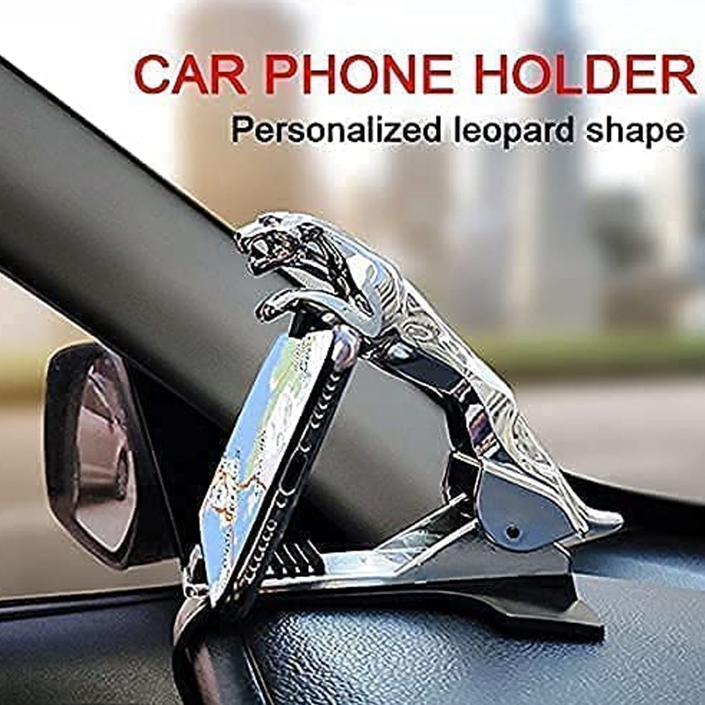jaguar phone holder, leopard shape mobile stand, car dashboard phone mount, 360 rotation phone clip, luxury car phone holder, mobile holder for car