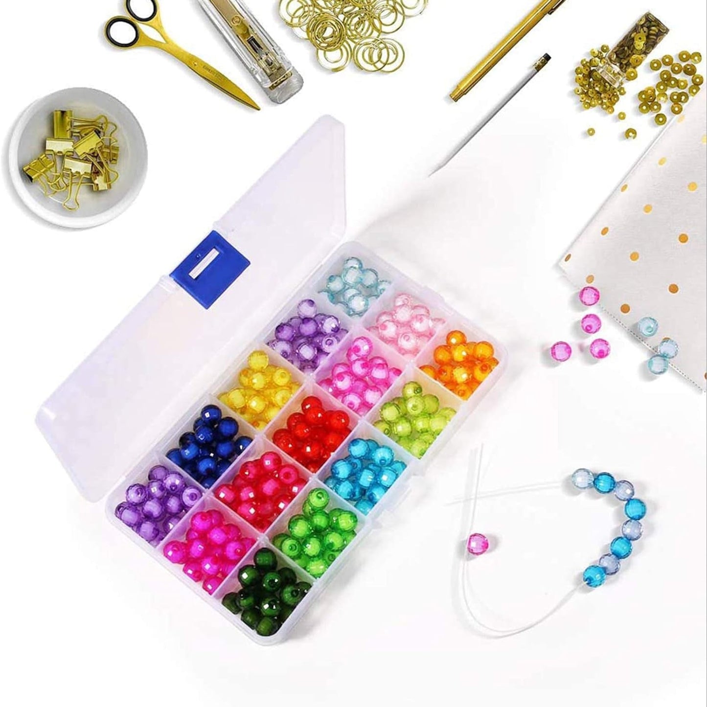multi-purpose organizer box for craft and jewelry, clear jewelry container with adjustable sections, plastic box for storing imitation jewelry India, transparent jewelry box for gold plated items