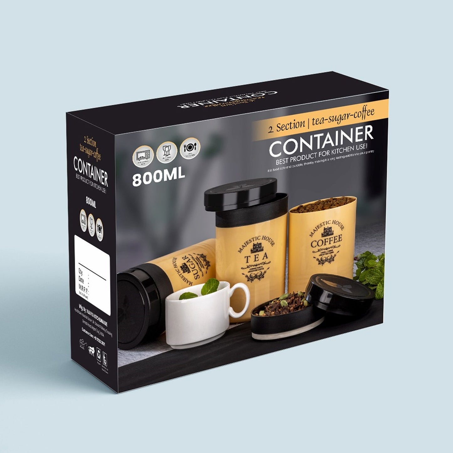 food-grade kitchen jars with airtight lids, modern airtight container set for tea coffee and sugar, compact storage solution for kitchen essentials, transparent jars set for everyday kitchen use,