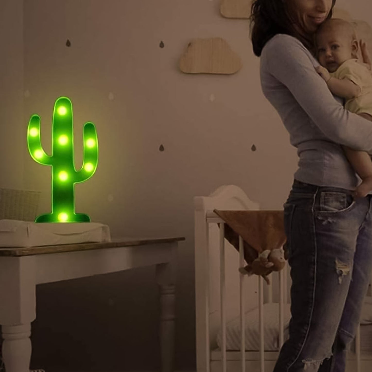 cute night lamp for dorm rooms, cactus shape night light battery operated, neon cactus decor lamp India,