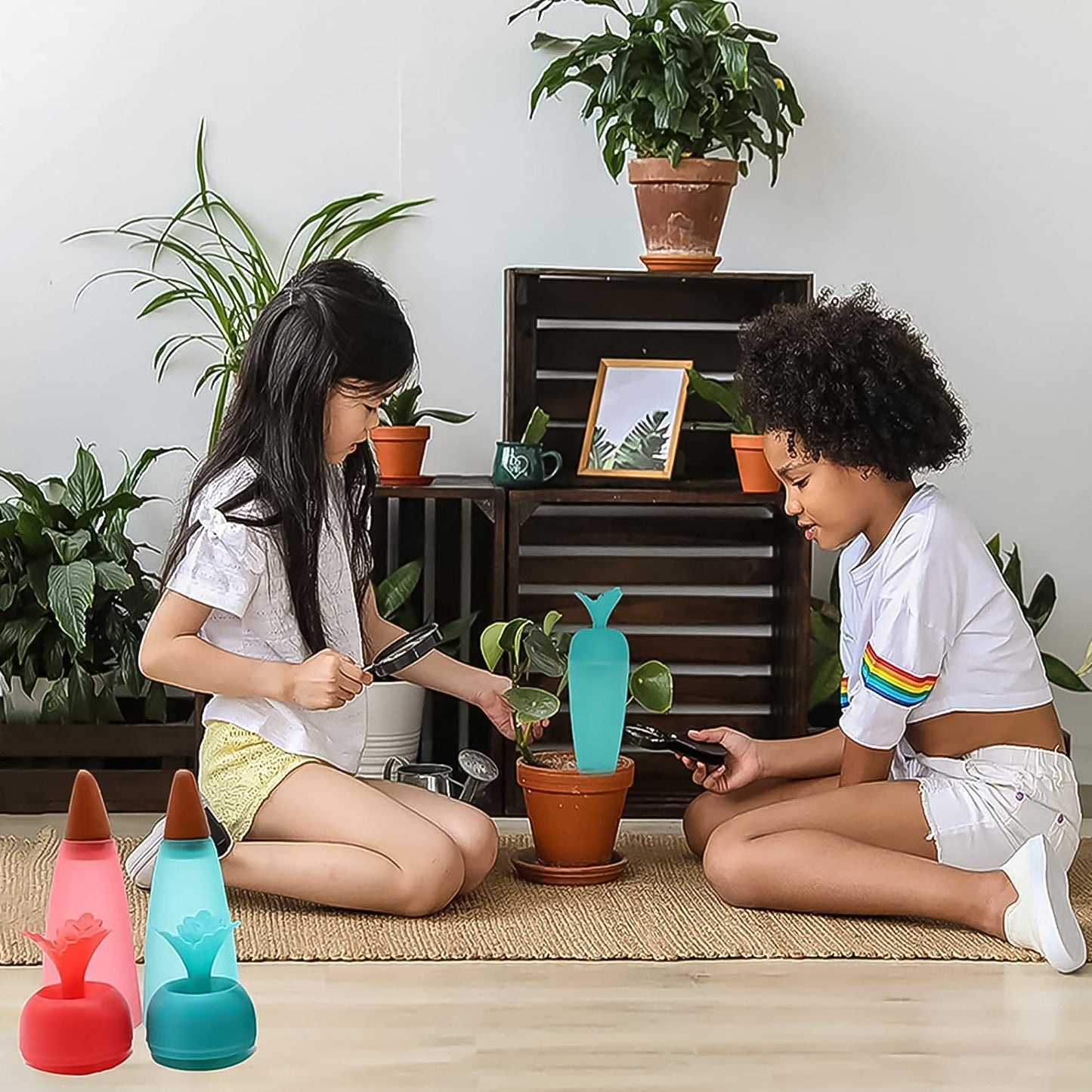eco-friendly water dispenser for plants in India, self-watering spikes for houseplants and terrace garden, easy-to-use plant irrigation spikes for consistent watering