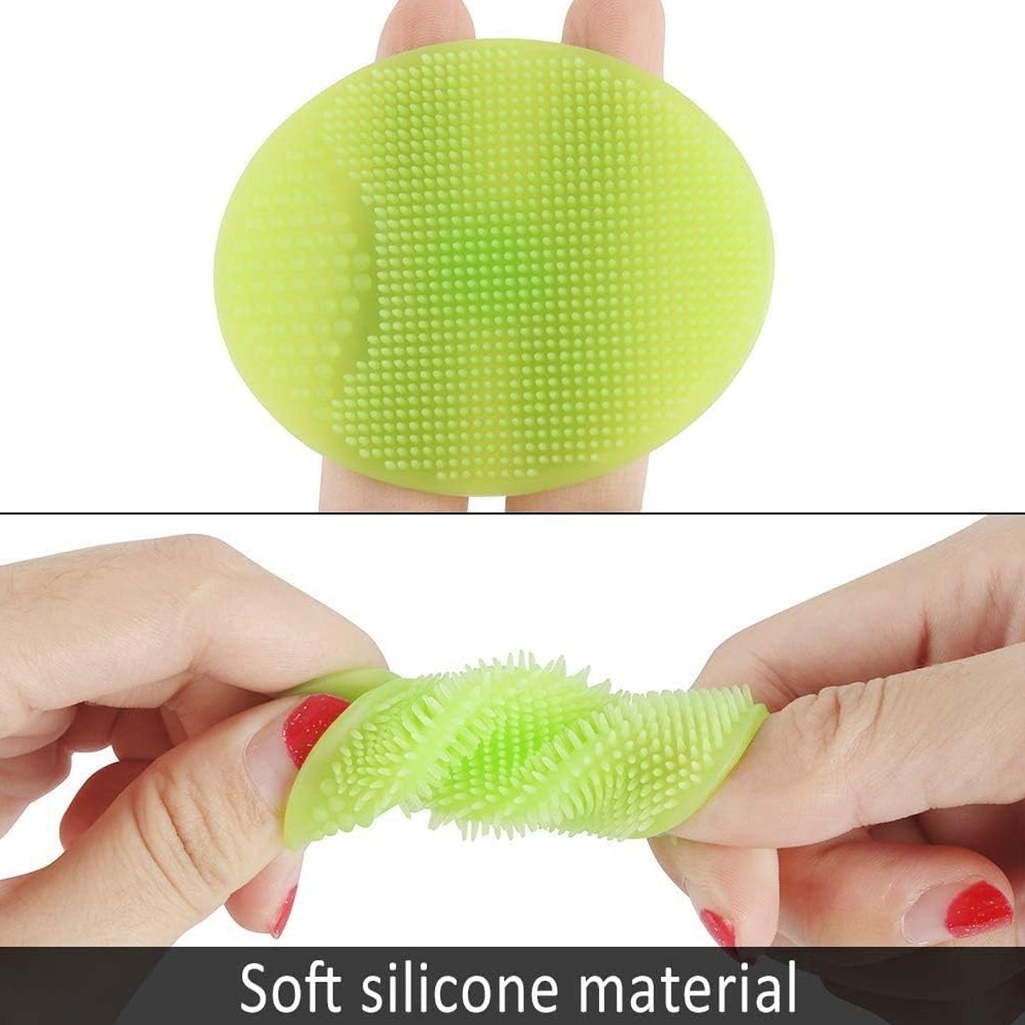 soft silicone bath and facial cleansing brush 2 pc set, dual sided silicone face exfoliation brush India, gentle silicone facial scrubber for sensitive skin, reusable silicone cleansing brush for face and body, handheld silicone exfoliating brush set
