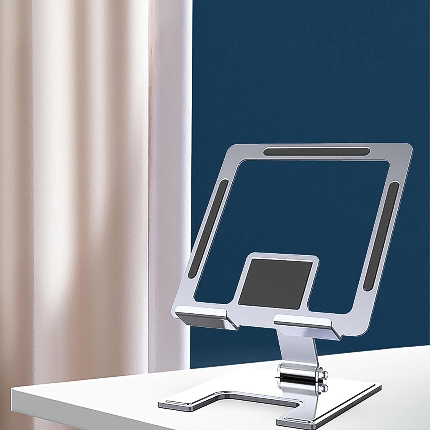 compact desk stand for mobile and tablet use, stylish adjustable stand for smartphones, ergonomic mobile holder for watching videos