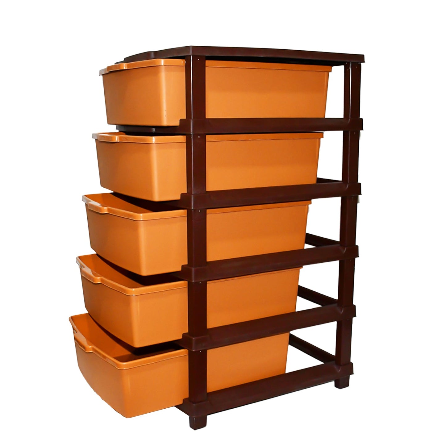 space saving plastic cabinet for bedroom and office, heavy-duty plastic storage rack with 5 compartments, stackable plastic shelf for modular home setup, compact plastic storage unit for toys clothes and tools, easy to assemble plastic organizer rack for Indian homes, 5 layer multipurpose organizer for kitchen bathroom office