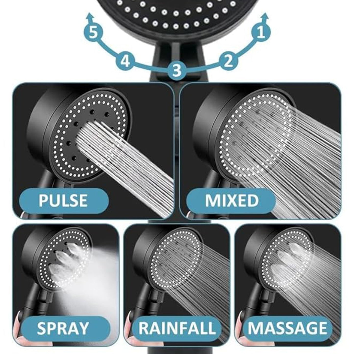 handheld shower head with multiple spray settings,