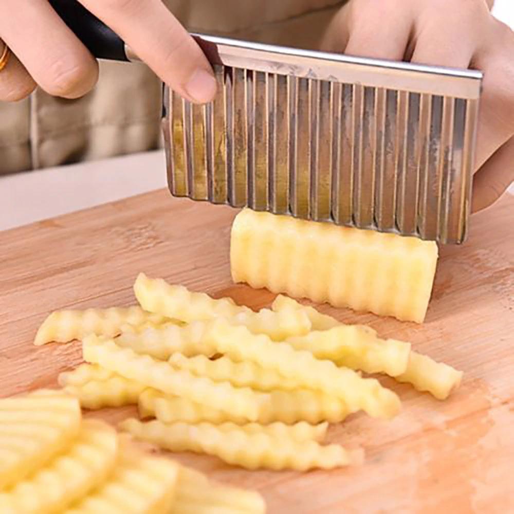 crinkle cutter knife, stainless steel chopper, vegetable slicer wavy blade, french fry cutter, salad chopper tool, potato crinkle cutter, wavy vegetable knife