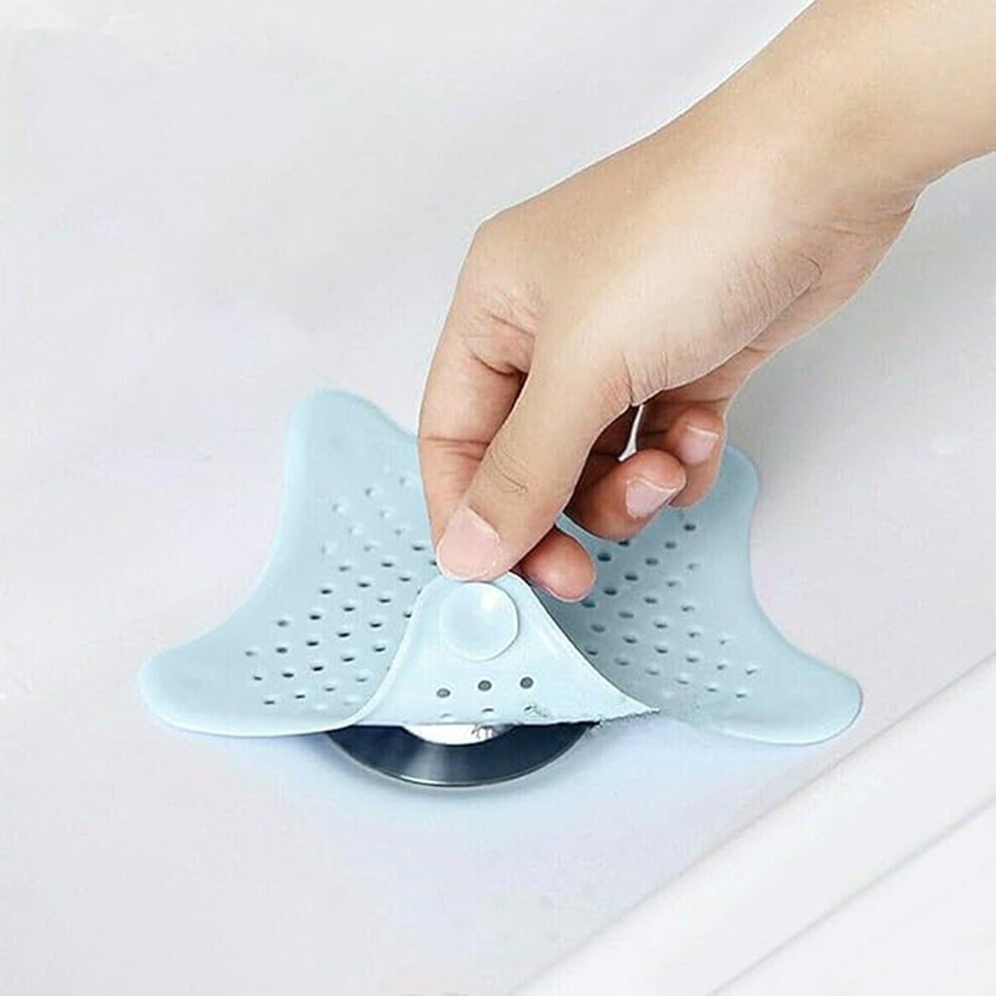 star shape sink filter, silicone drain hair catcher, bathroom drain trap, kitchen sink strainer, reusable drain cover, starfish hair catcher, suction cup drain cover