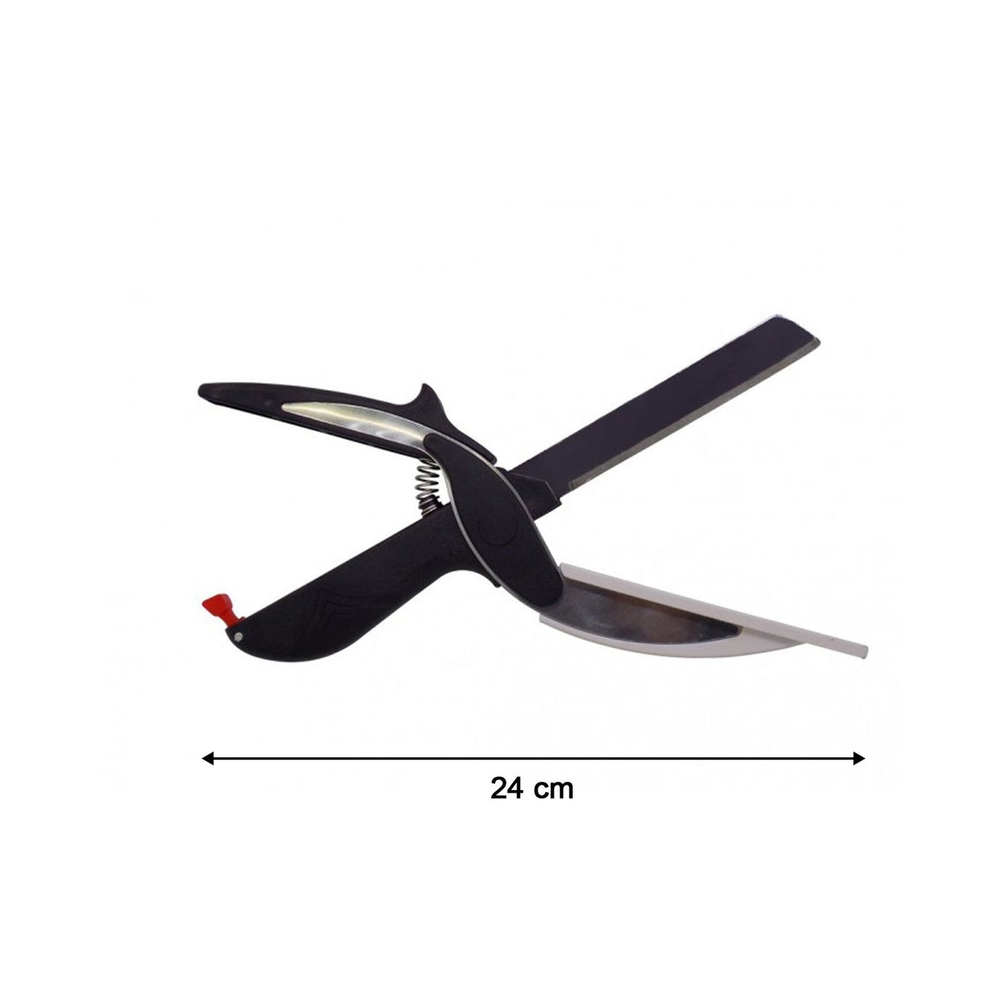 Dual-function food chopper and slicer with ergonomic handle. clever cutter, 2 in 1 food chopper, kitchen cutter tool, smart vegetable slicer, multi-purpose food chopper, fruit cutting knife, portable kitchen chopper