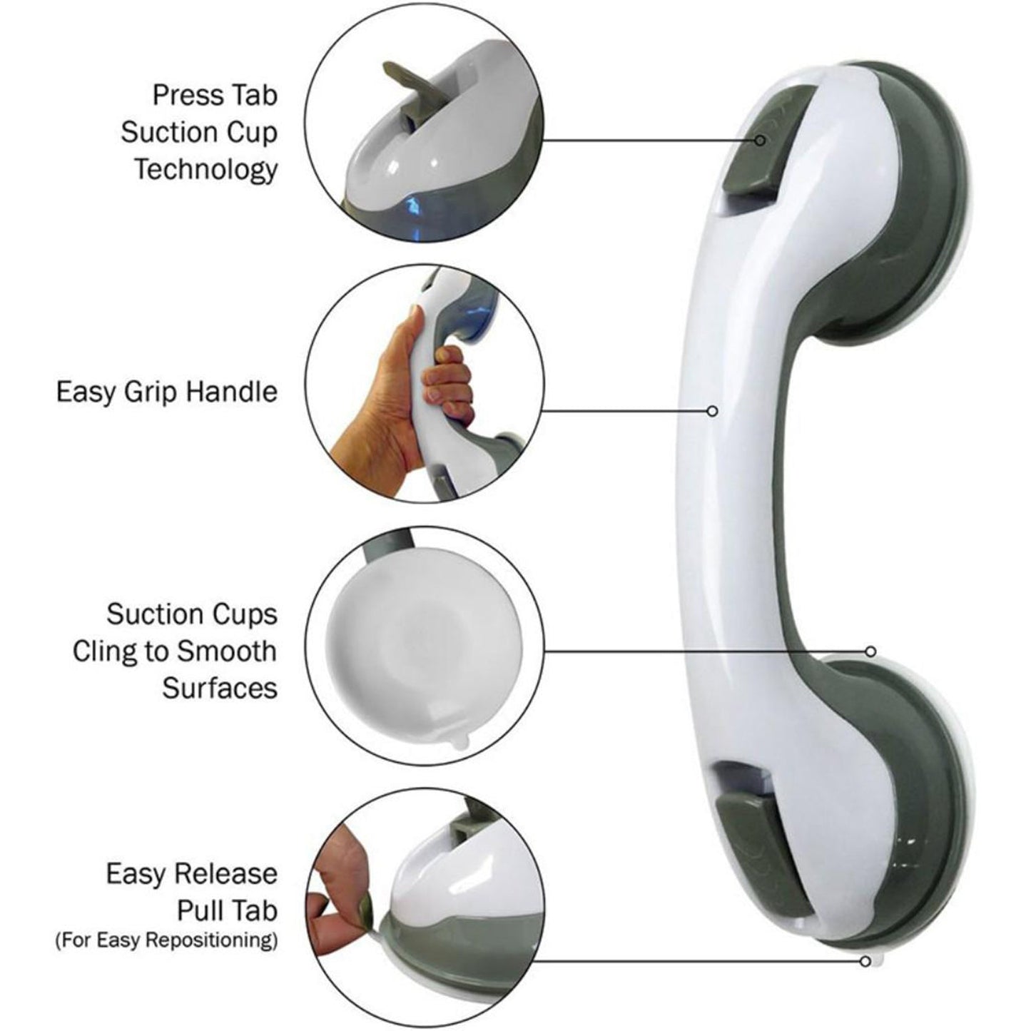 Durable helping handle for multiple uses. helping handle, vacuum grip handle, bathroom support bar, door support handle, suction handle for tiles, portable grip handle, support bar for elderly