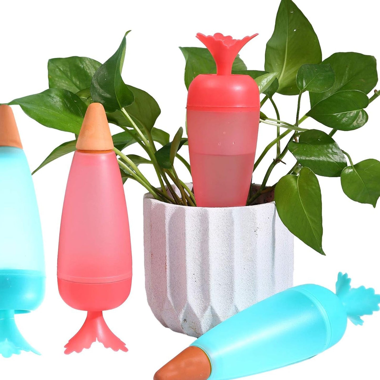 plastic self watering globe for lazy gardeners, self-watering device for potted plants, indoor outdoor plant care watering spike, slow release watering spike for home garden use