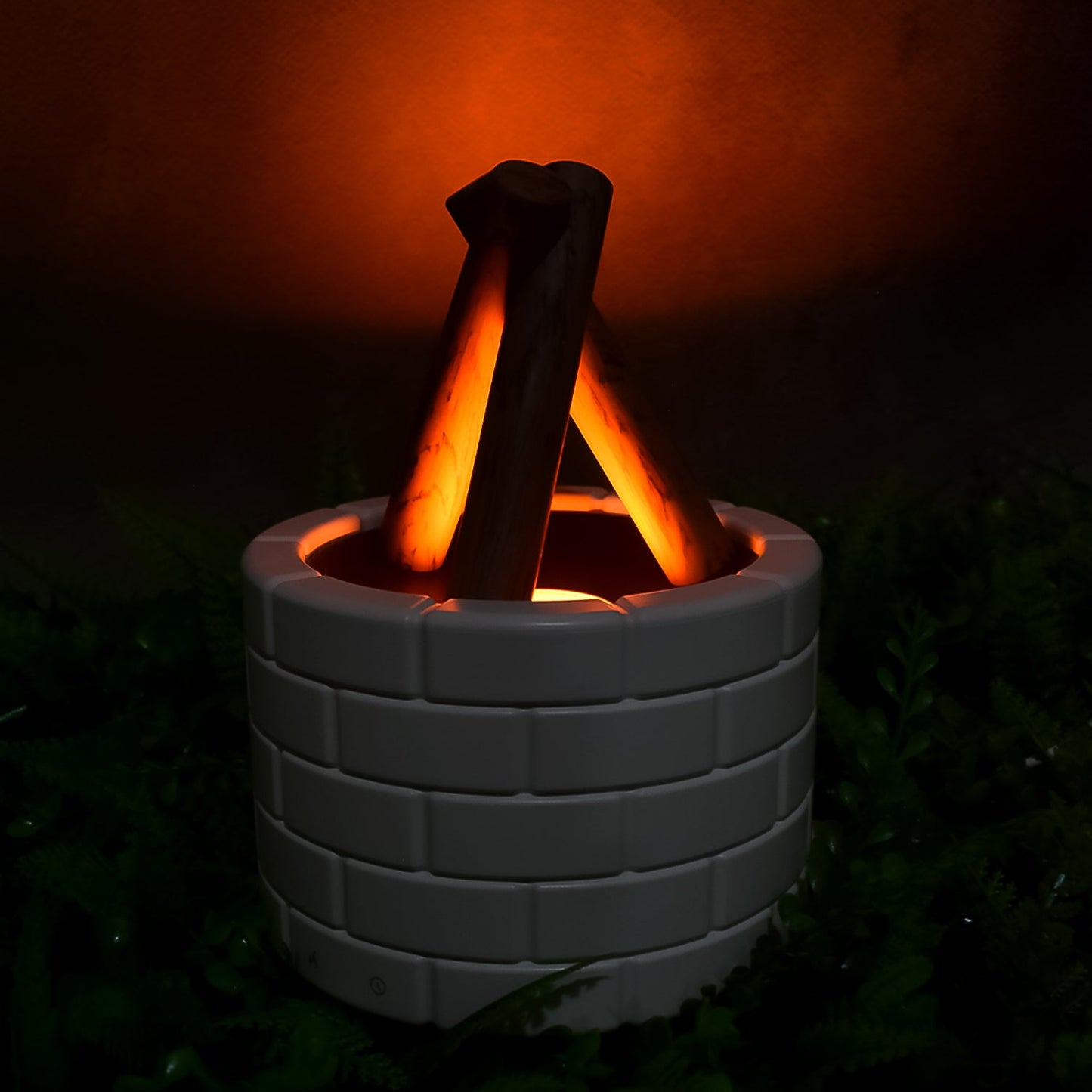 bonfire shaped flame LED essential oil diffuser for home, ultrasonic aroma diffuser with fireplace effect, LED flame diffuser with essential oil mist and light, flame effect humidifier diffuser for stress relief, cozy fire look diffuser for bedroom and living room