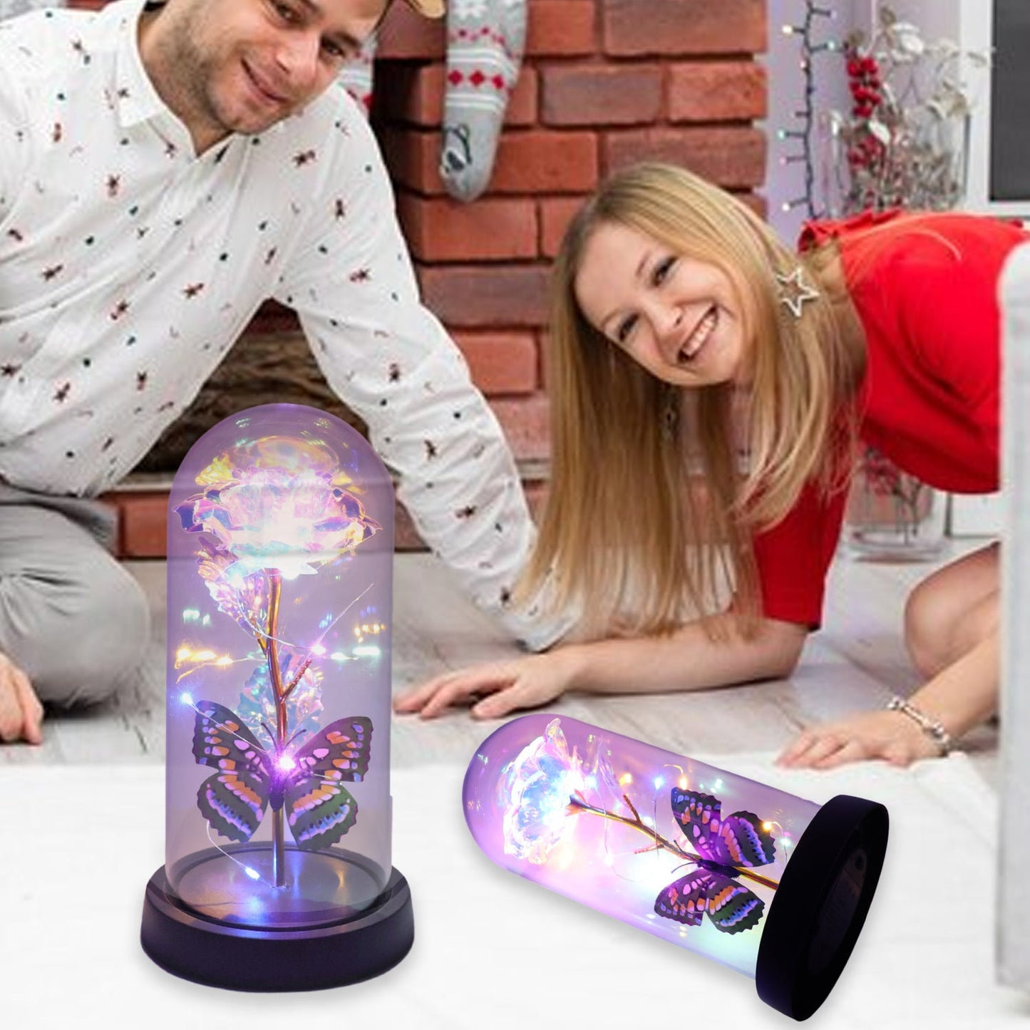 glass dome lamp for romantic lighting, preserved rose with LED lights India, gift lamp for girlfriend or wife, night light with artificial rose, led rose lamp for home décor, transparent dome decorative lamp,