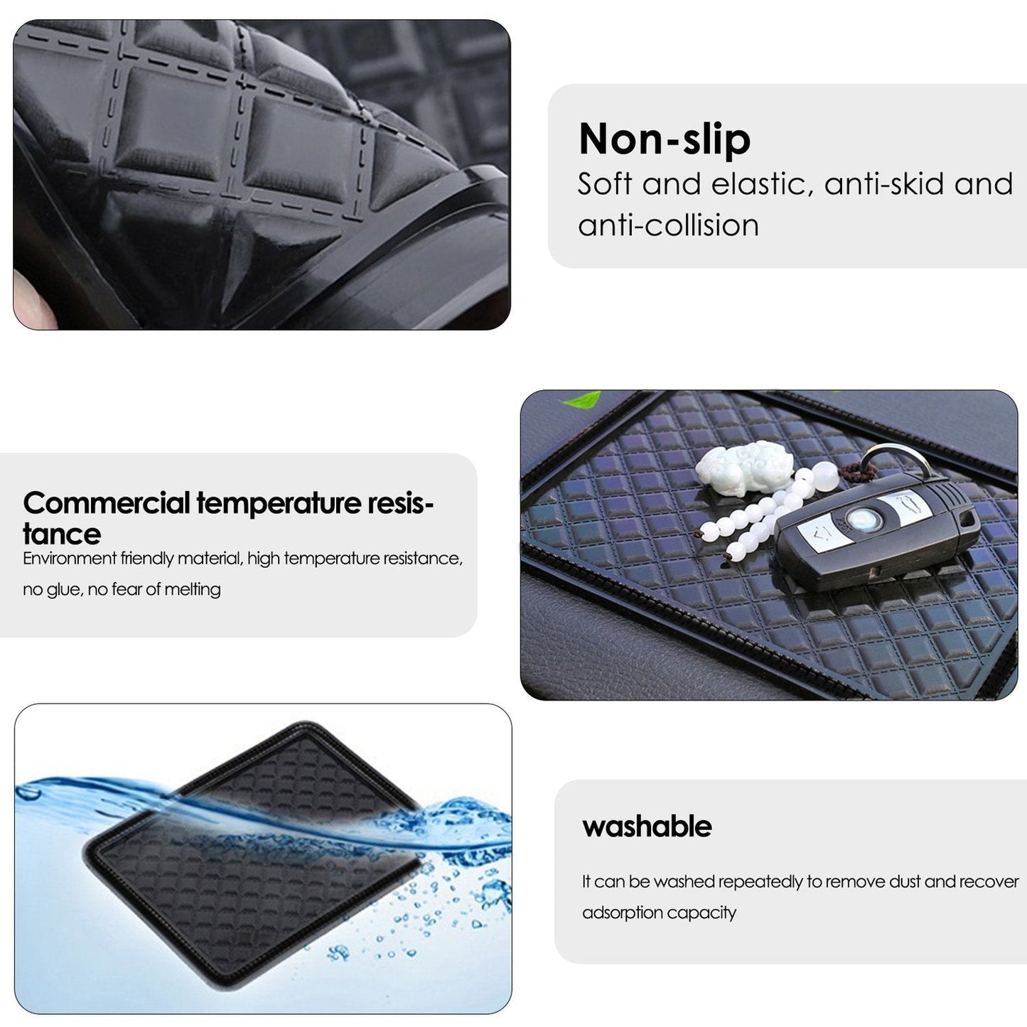 Anti-slip mat pad for various uses, including in cars and homes. anti-skid car mat, sticky dashboard pad, non-slip mat for car, car dashboard mat, sticky pad for phone, anti-slip dashboard grip mat, washable car mat