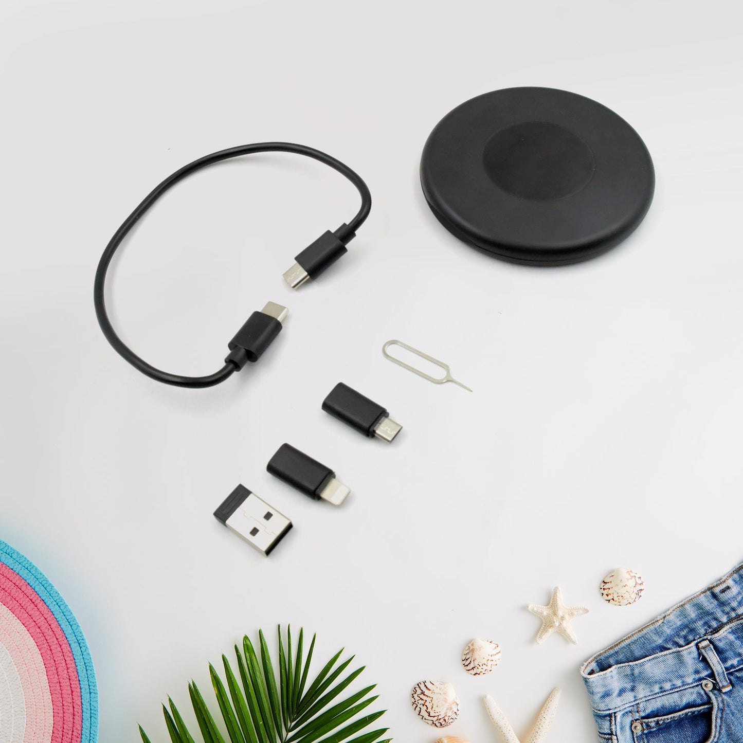 5-in-1 universal charging kit, all-in-one charging cable for multiple devices, universal charging cable with multiple connectors, compact multi-device charger cord,