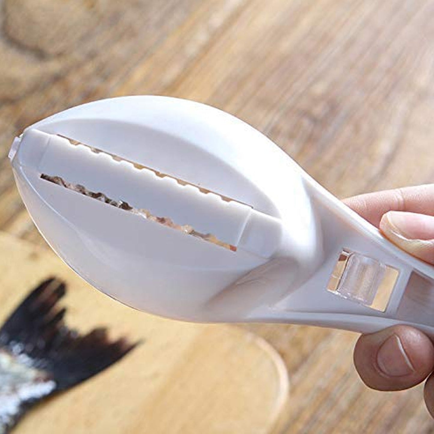 Fish Scale Peeler, fish scale scraper tool, fish descaler with lid, kitchen fish cleaning tool, fish scale remover scraper, plastic fish scaler, fish skin peeler, fish scale collector