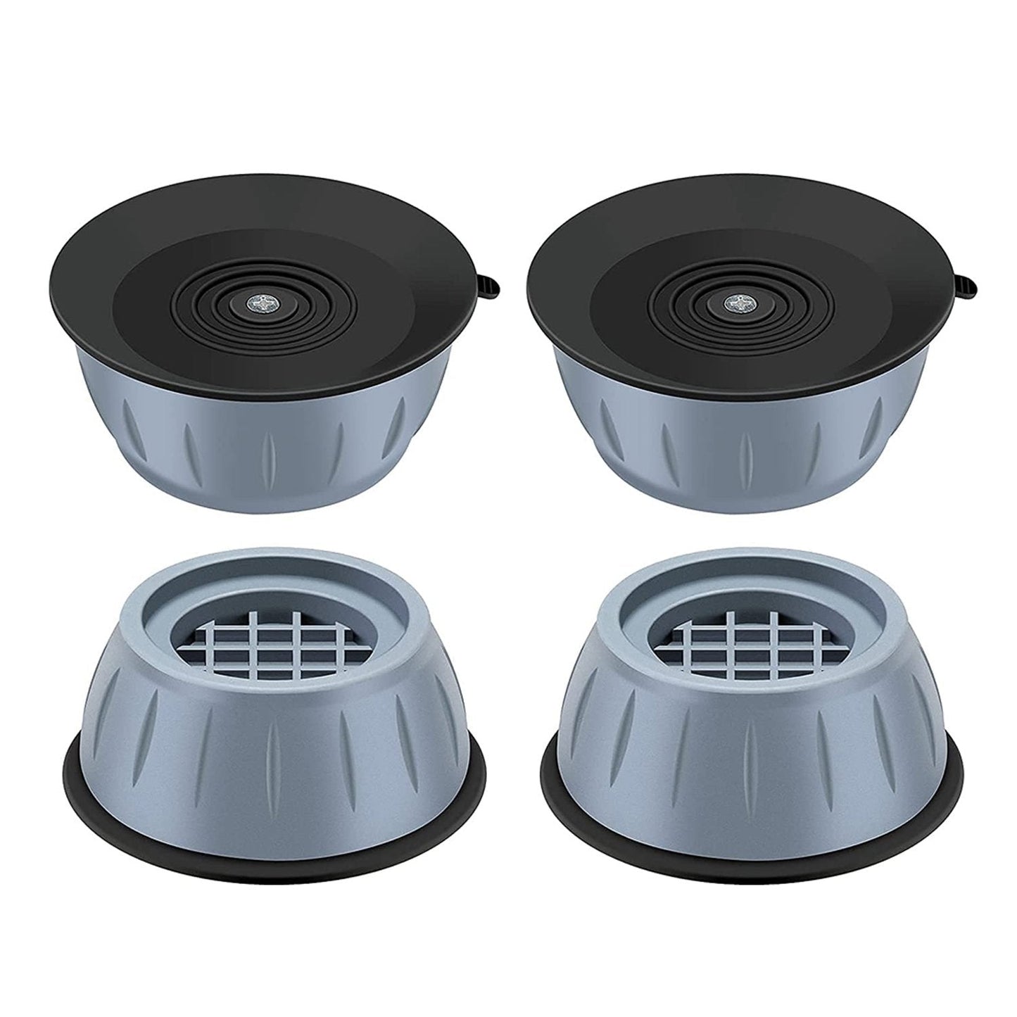 Anti vibration pads with suction cups for reducing appliance noise. washing machine anti vibration pad, shock absorber washer pad, anti-slip appliance pad, furniture stabilizer support, noise cancelling dryer foot pad