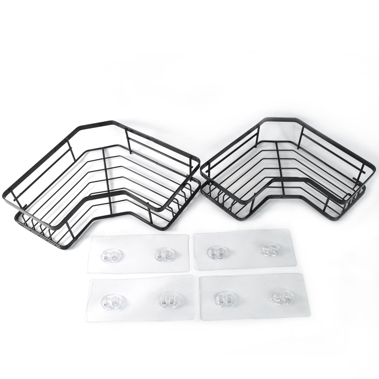 iron coated self adhesive corner shelf organizer set of 2, no drill wall mounted corner shelf for bathroom and kitchen, durable iron shelf for home storage and organization,